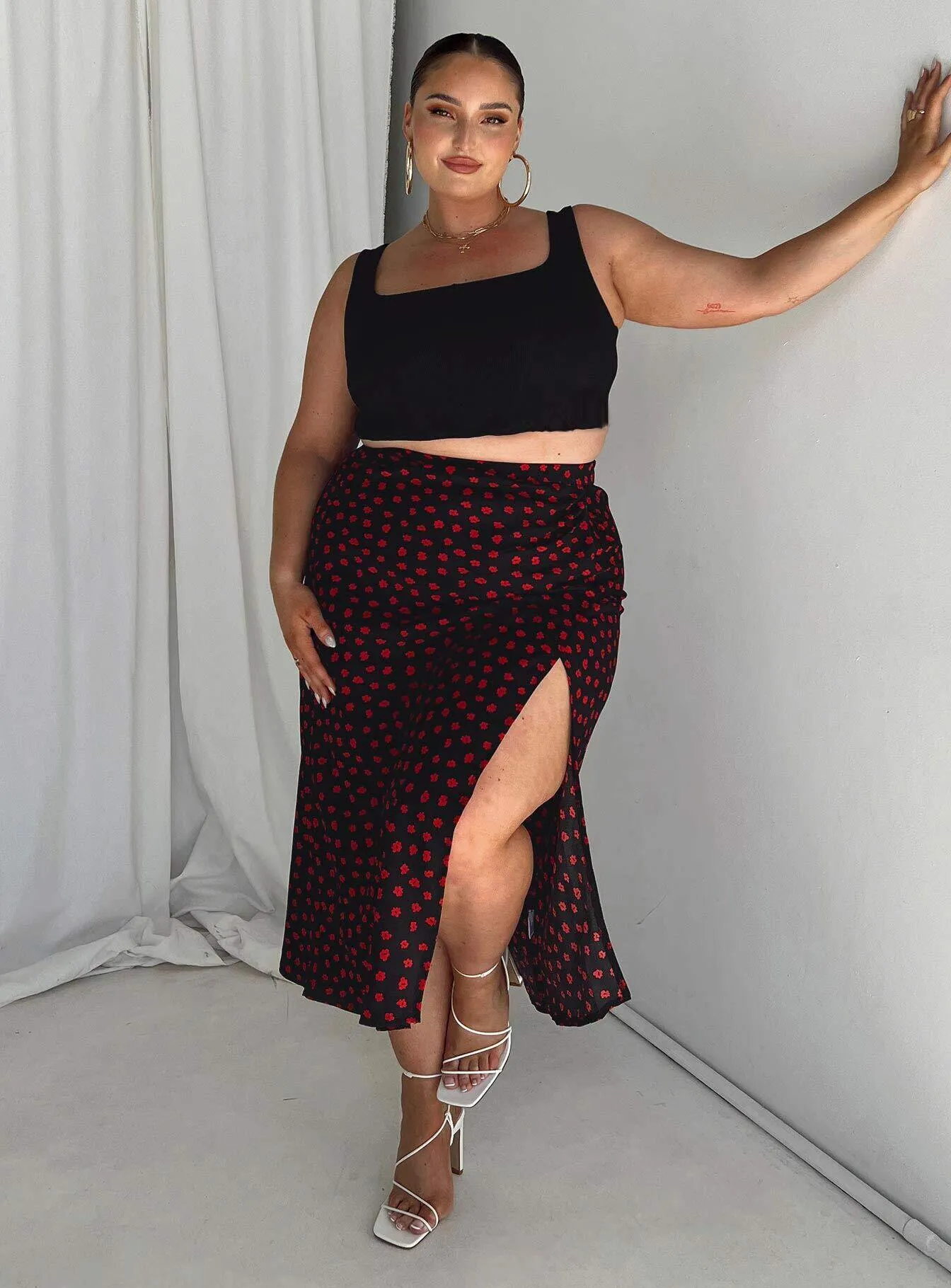 Roll Up Fasten Mabel Midi Skirt Curve