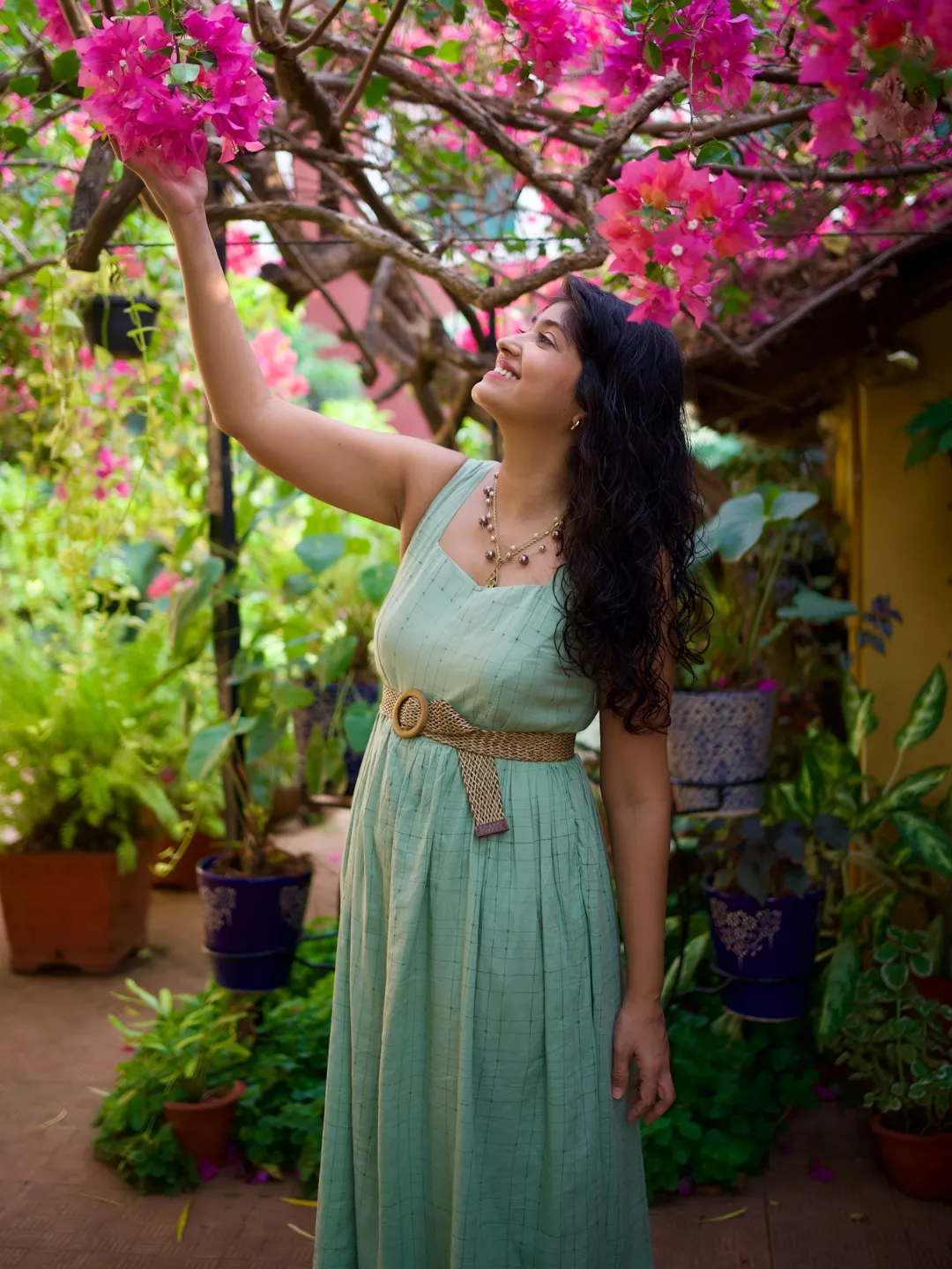 Romantic date dress Soft Neutral Ornate Oasis Green Sleeveless Dress