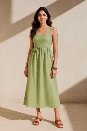 Ornate Oasis Green Sleeveless Dress Artistic Shape