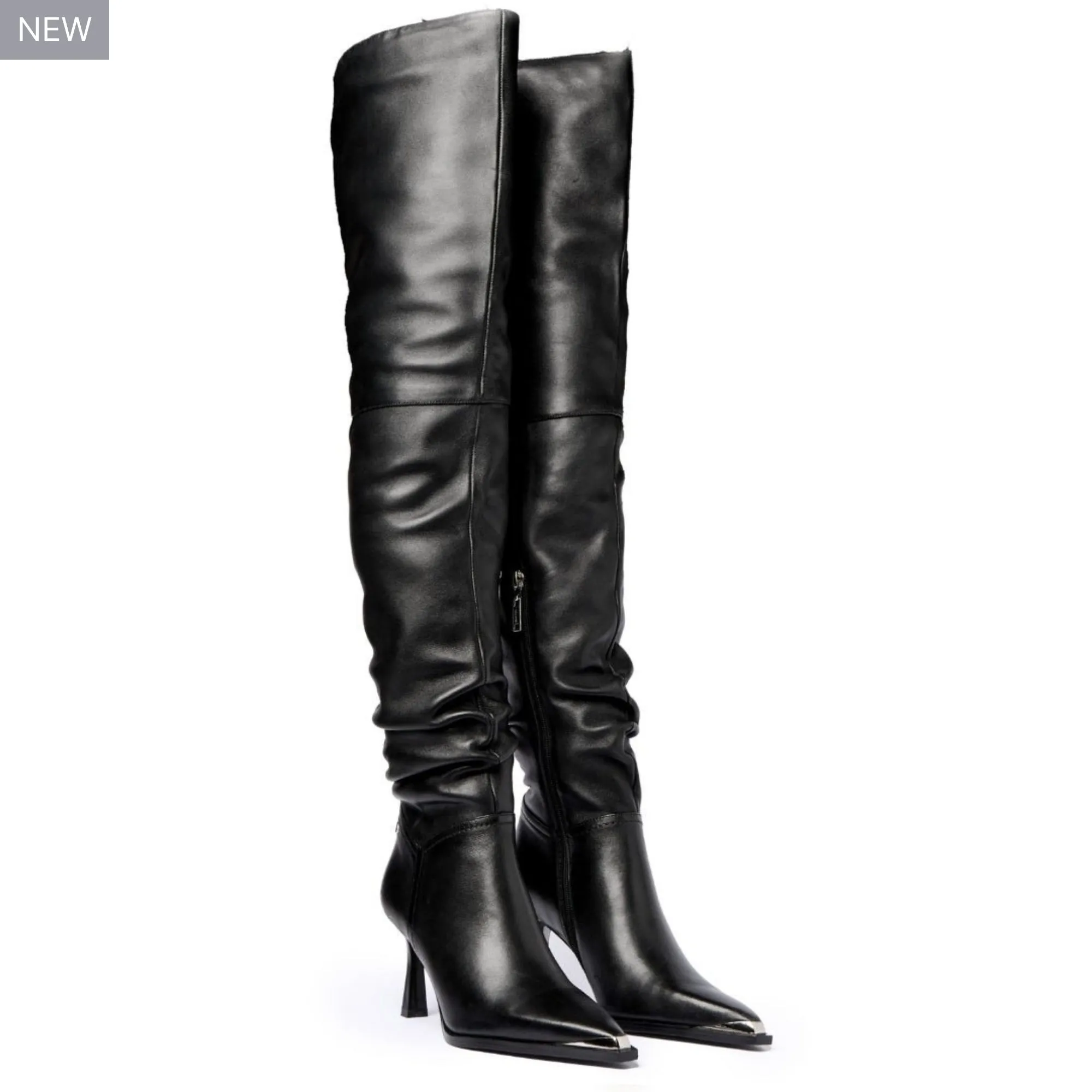 Sienna Boot Black Elegant Slip-On Heels Ankle Strap Shoes