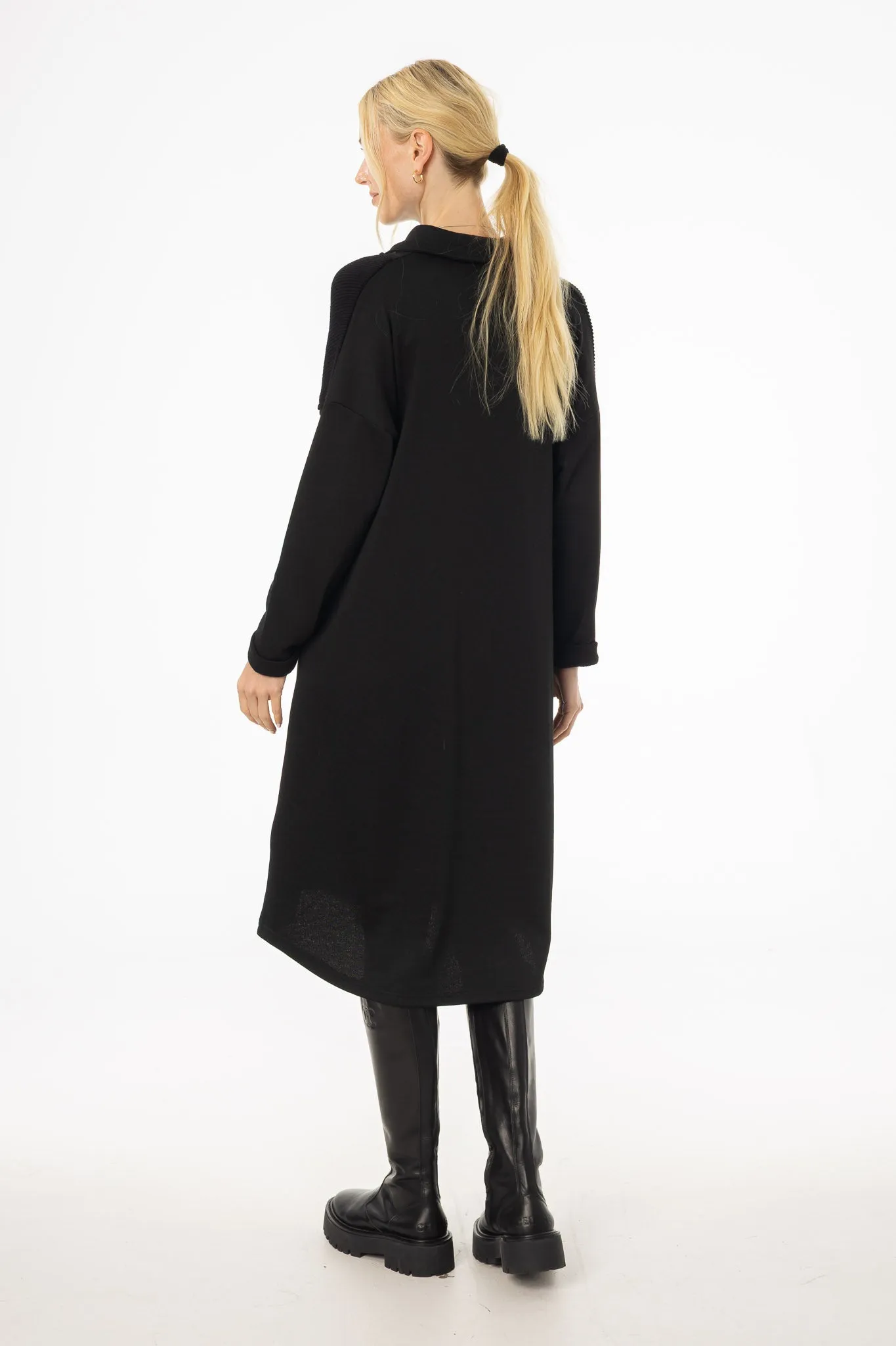 All-day Comfort All Day Black Sweater Shirt Dress