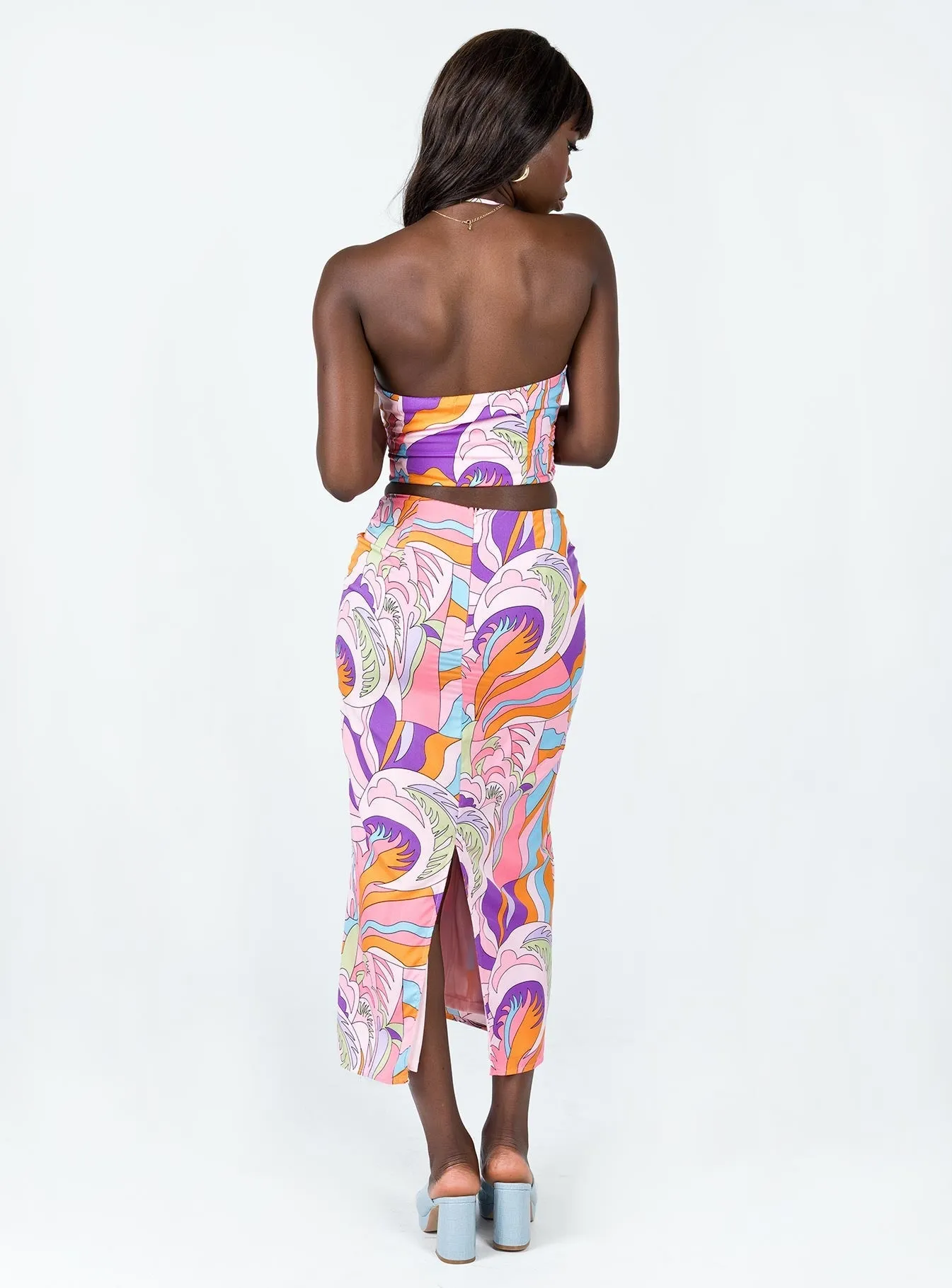 Amora Set Pink Multi Elasticized Hem Draped Design