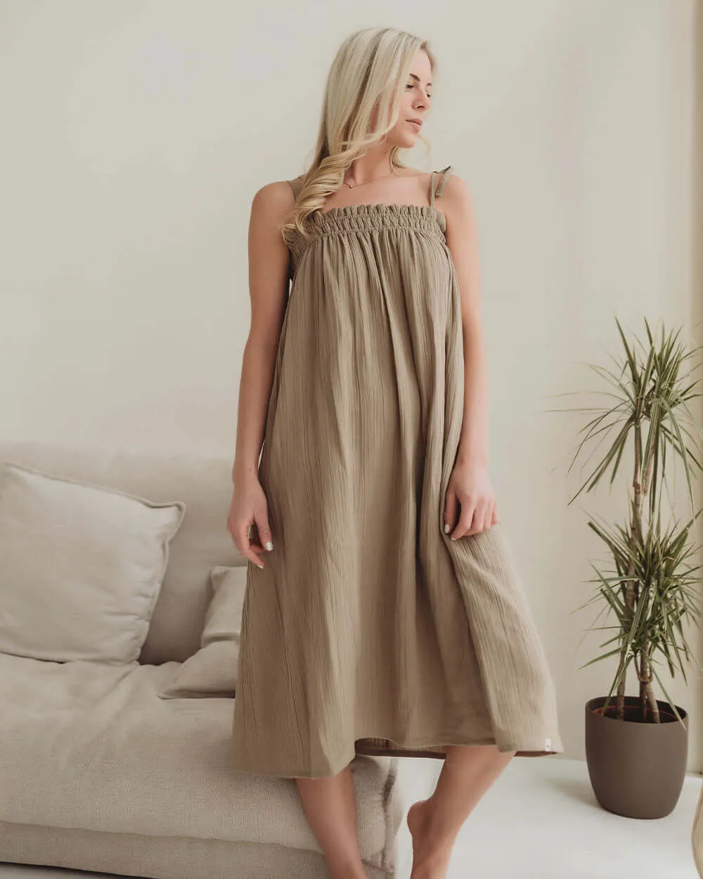 Anna Beige Multifunctional Maxi Skirt Reinforced Hems