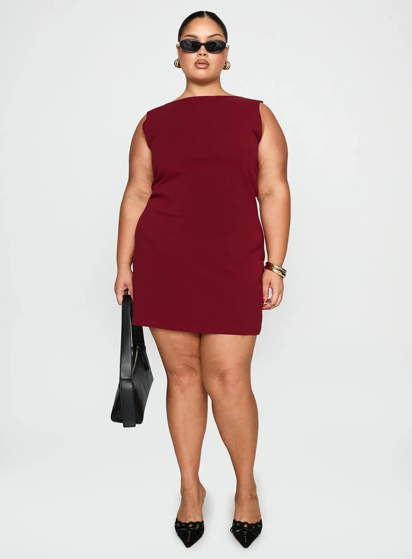 Zimmie Mini Dress Burgundy Curve Flattering Lines
