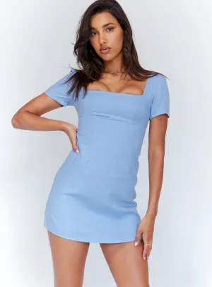 Hastings Mini Dress Blue Simple Texture