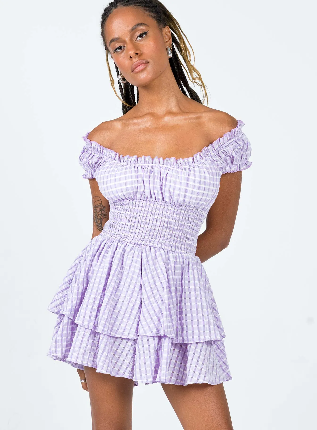Seasonal piece OdorControlTreatment The Love Galore Playsuit Purple Gingham