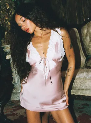 Slit-Hem museum visit Nourish Mini Dress Pink