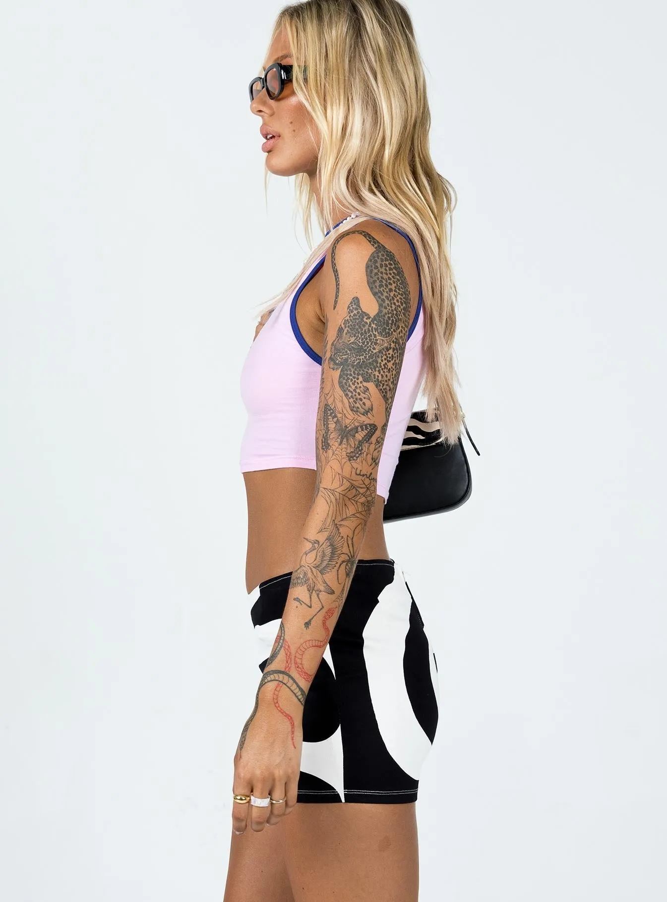 Tiered Layers Light Wear Motel Ina Skirt Optic Swirl Black/White