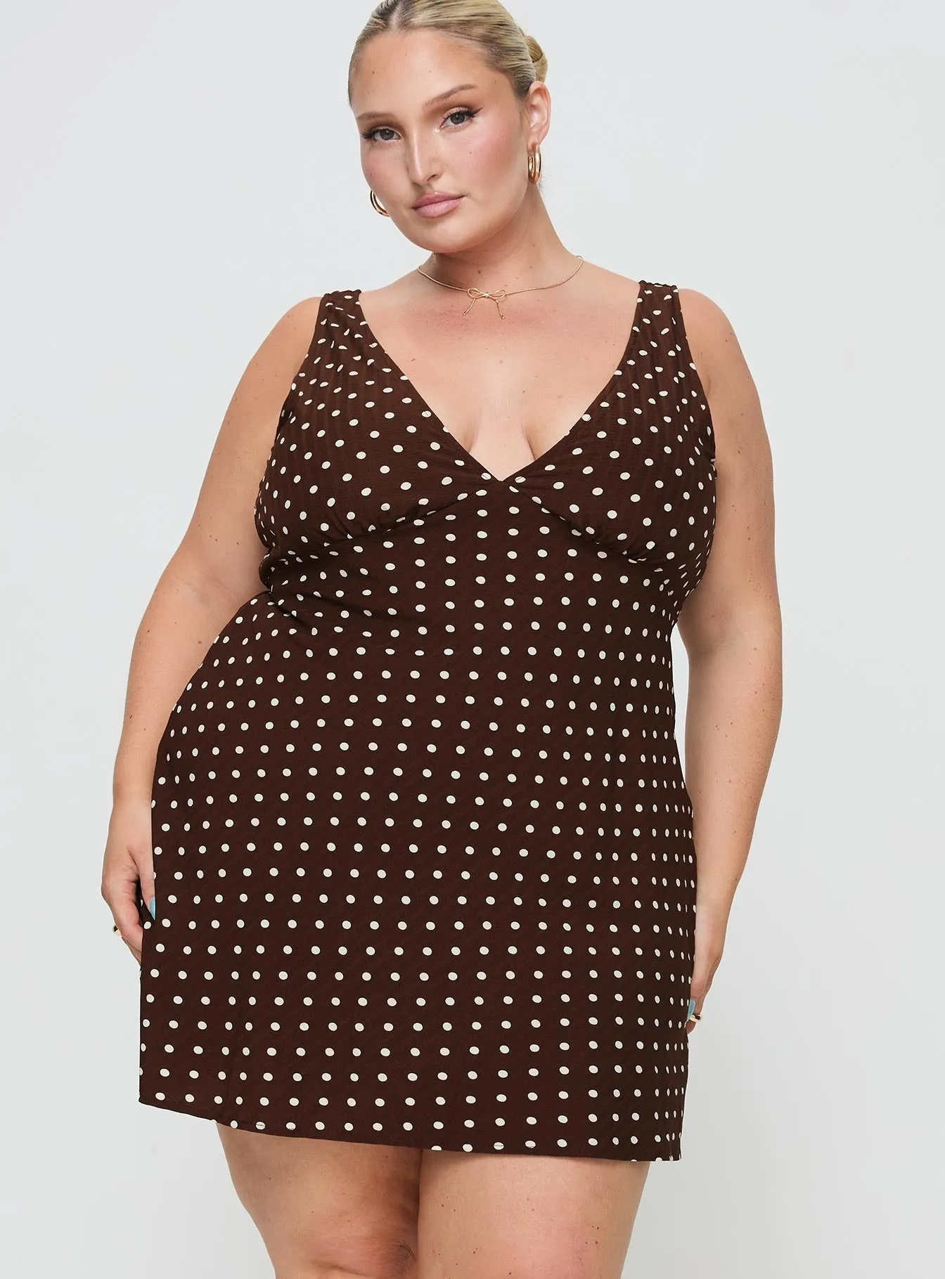 Nellie Mini Dress Brown Polka Dot Curve Nordic Plain
