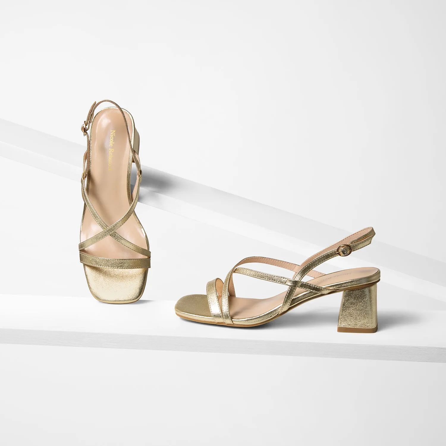 Dressy Heels Enhanced Mobility Ella Sandal Heel | Gold Leather