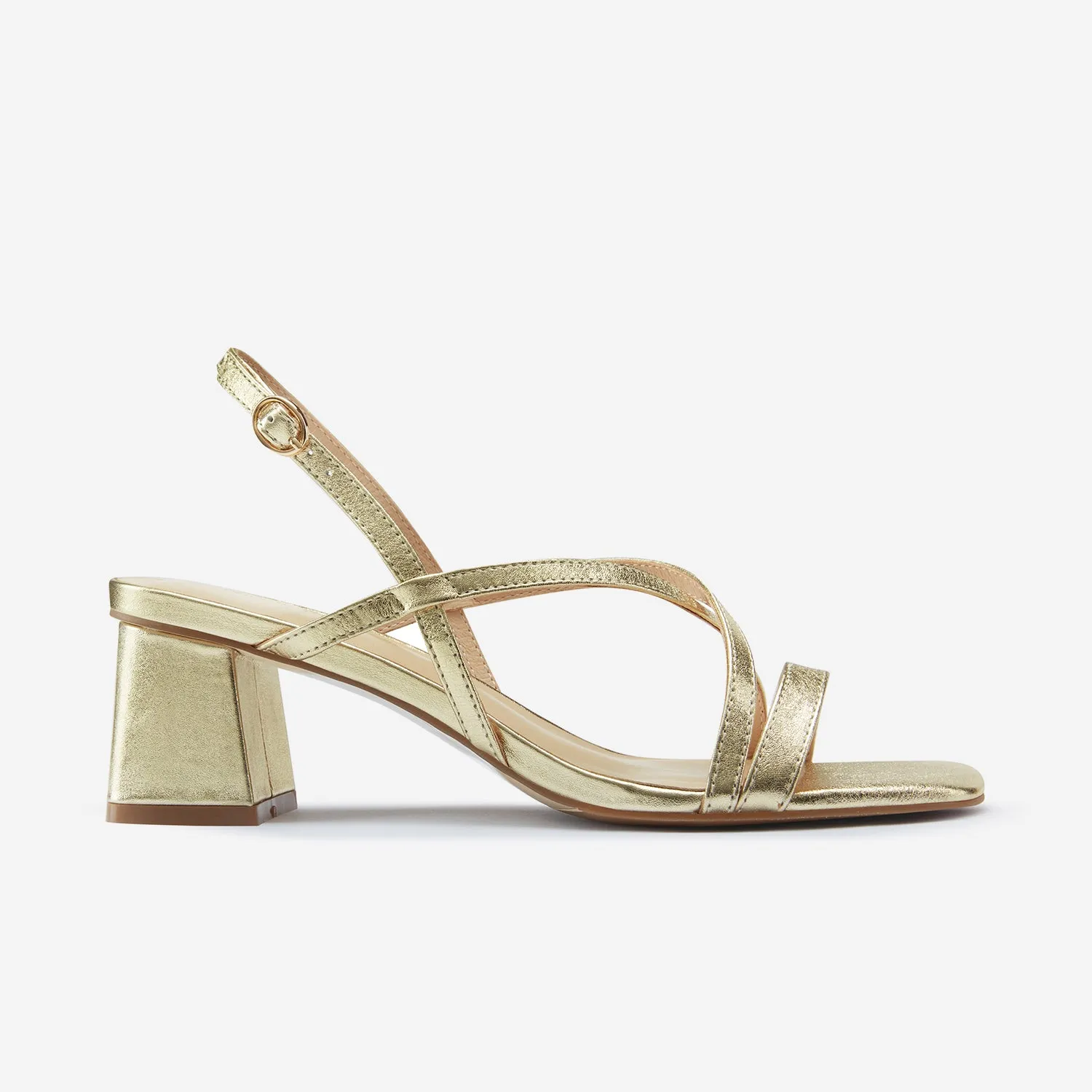 Ella Sandal Heel | Gold Leather Men's footwear Soft Layers