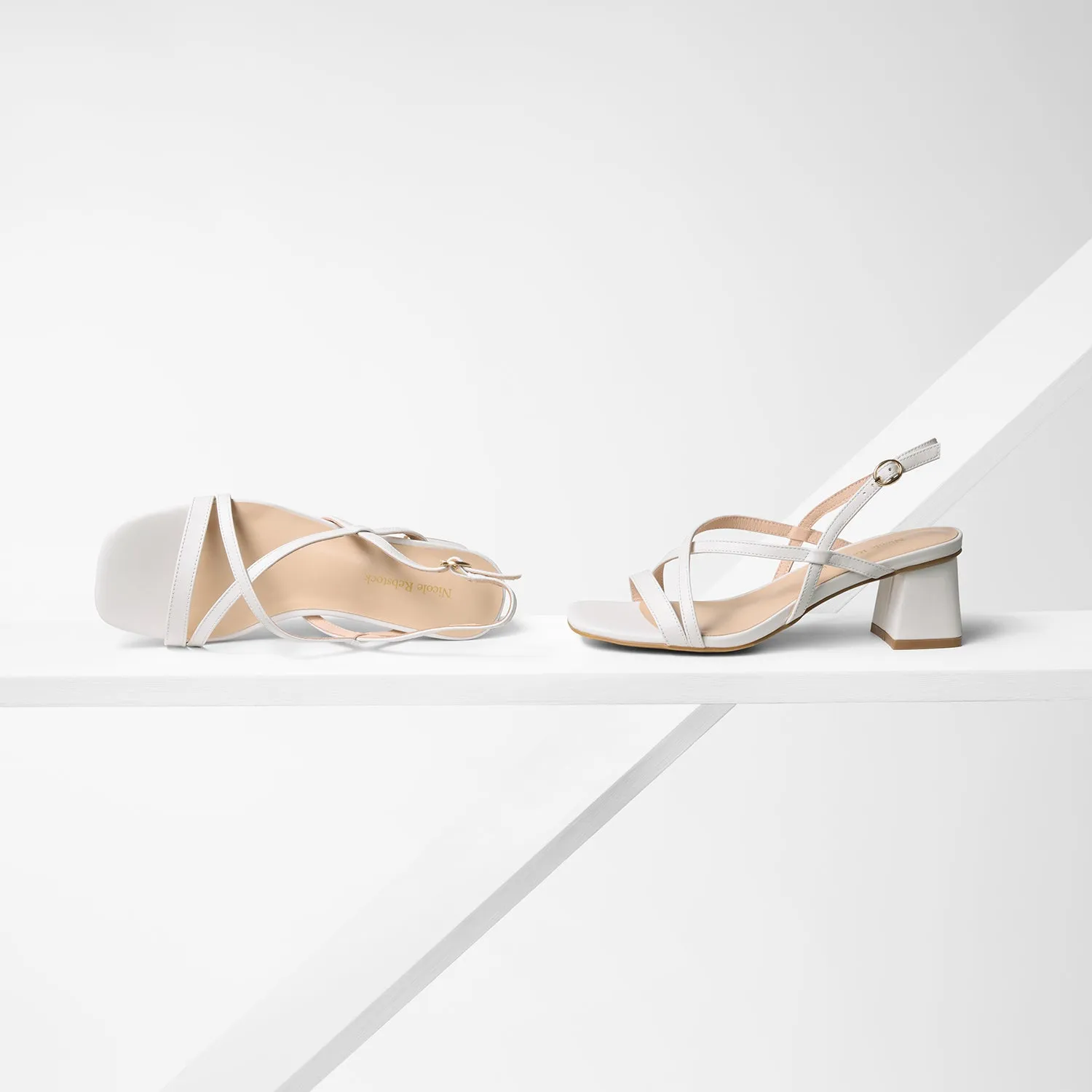 Ella Sandal Heel | White Leather Seasonal Feel