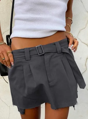 Asymmetrical Cut Elle Mini Skirt Grey