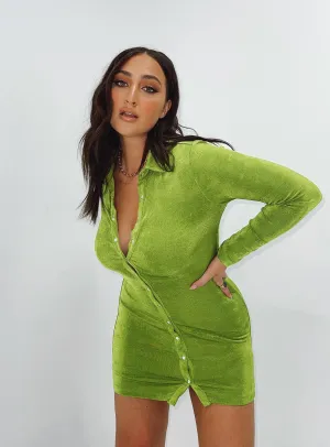 Spring Mood Travel piece Elody Long Sleeve Mini Dress Green