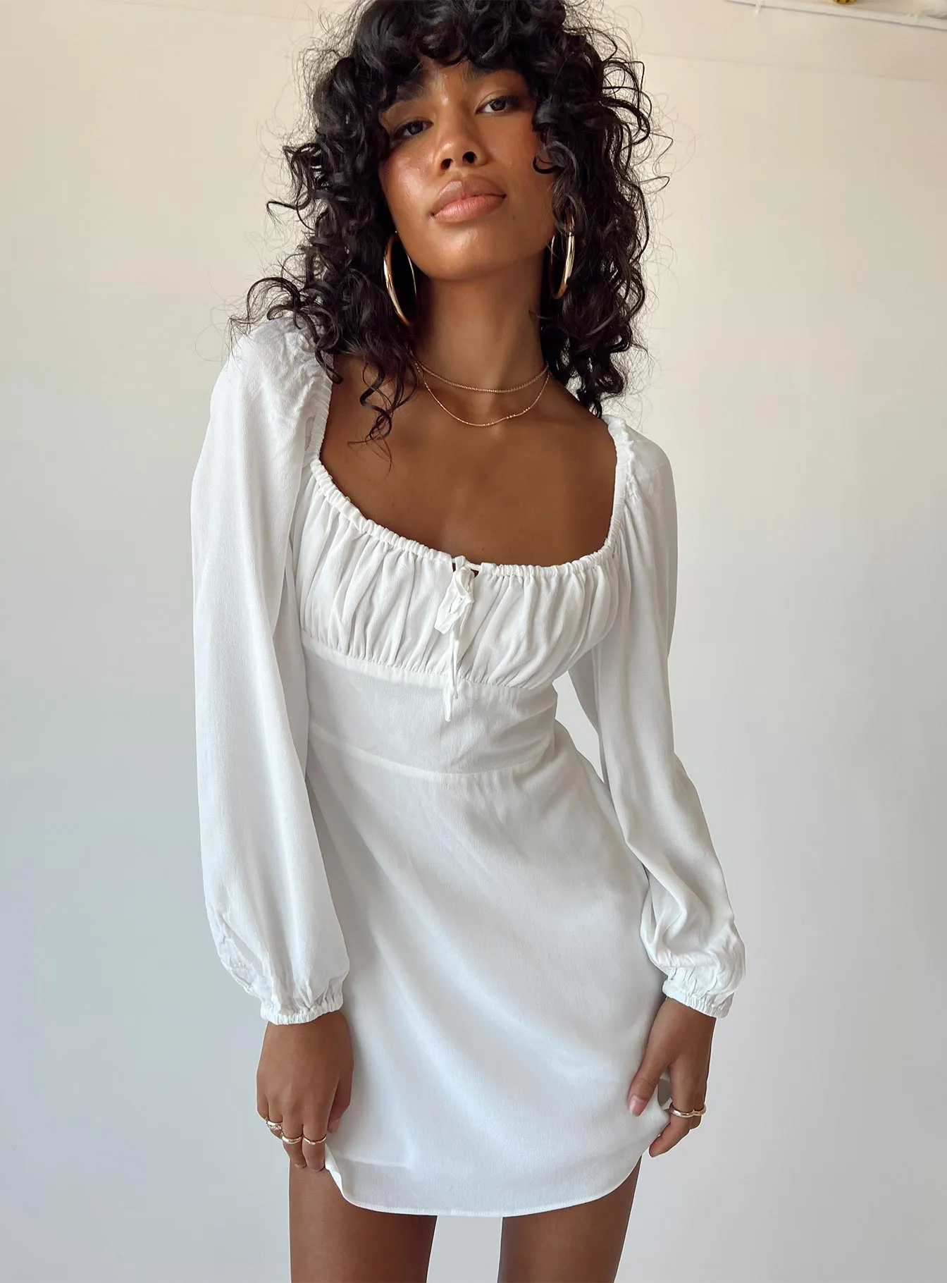 Elvira Mini Dress White Air Touch Peplum-Style