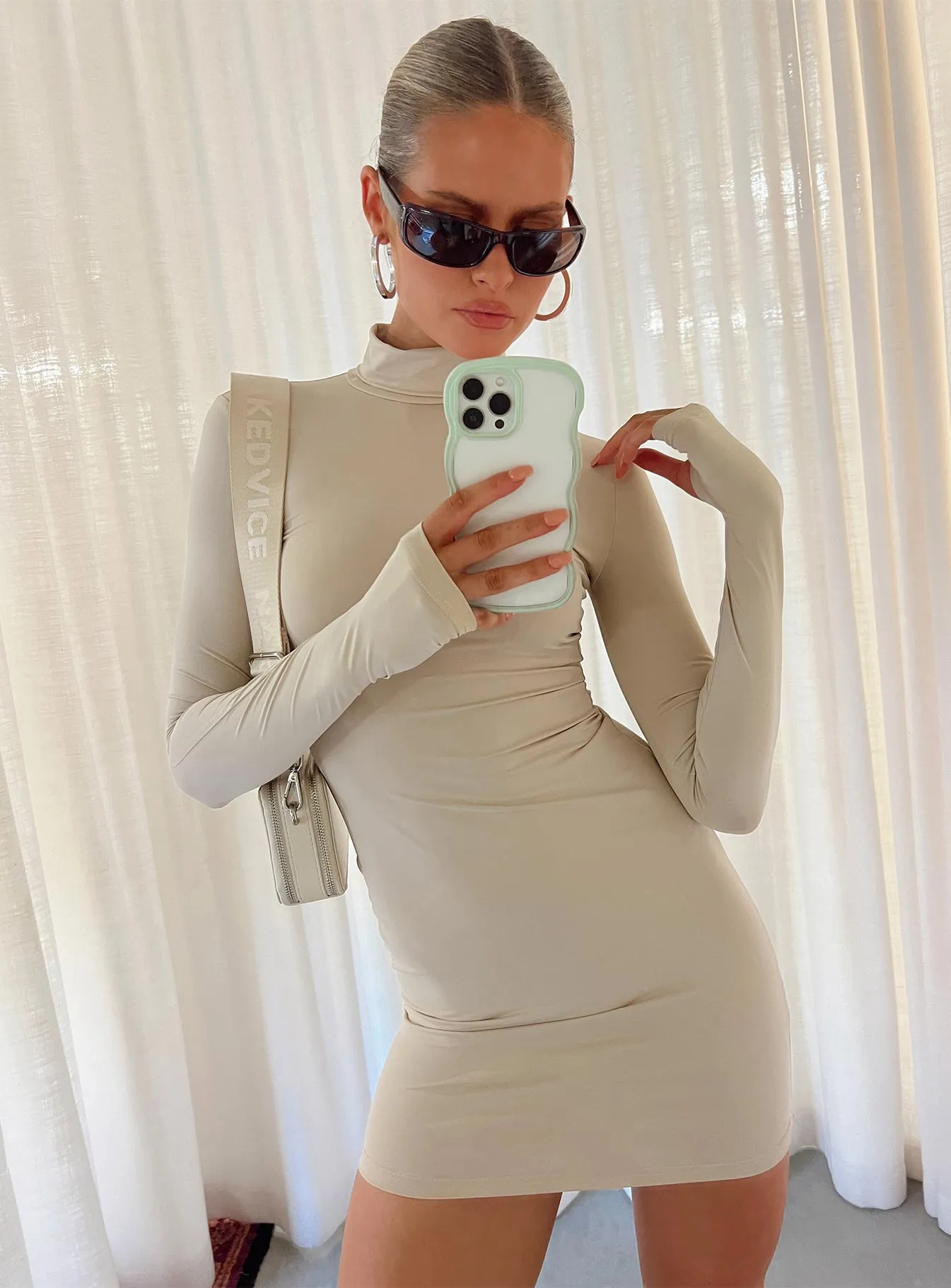 Simple Form Elysium Long Sleeve Turtleneck Dress Bone