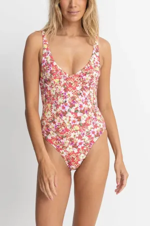 Multi Pocket Design Rhythm Womens Swimsuit Bloom Floral Underwire One Piece