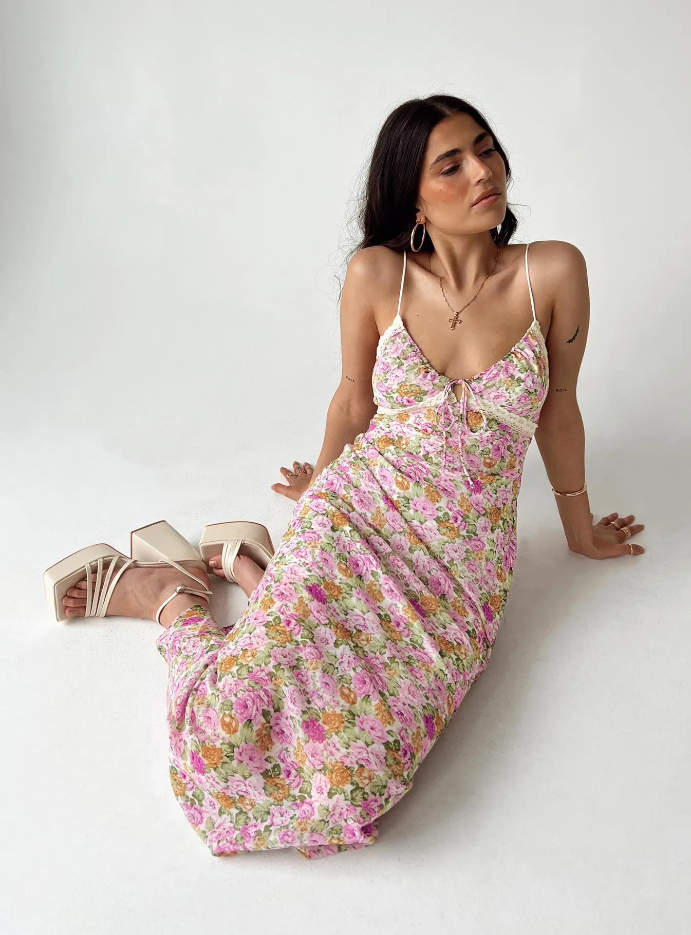 Emily Maxi Dress Pink Floral Petite Clean Finish