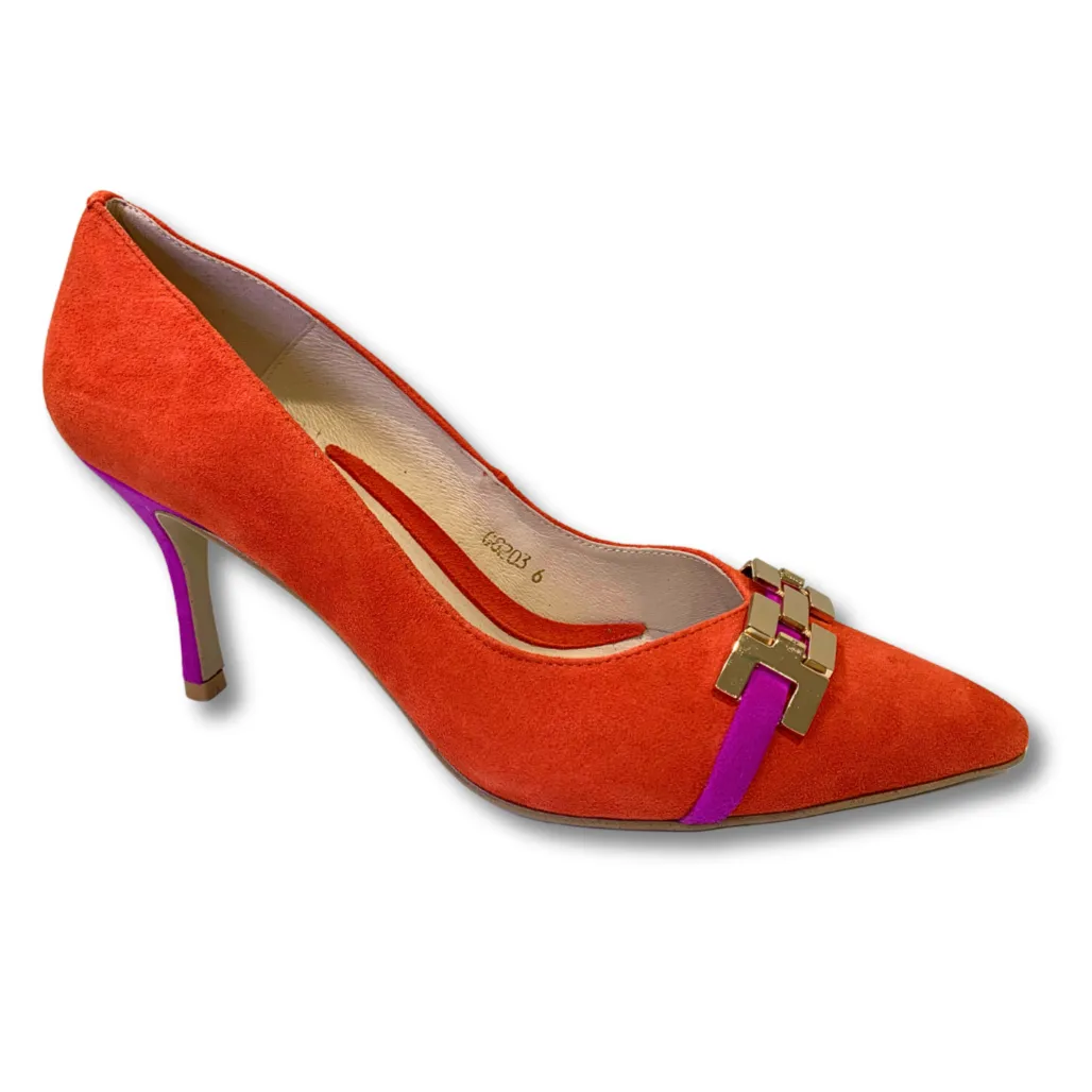 Emis Womens Shoe Z8203 Orange/Fuchsia Classic Bridal Sandals Soft Insole