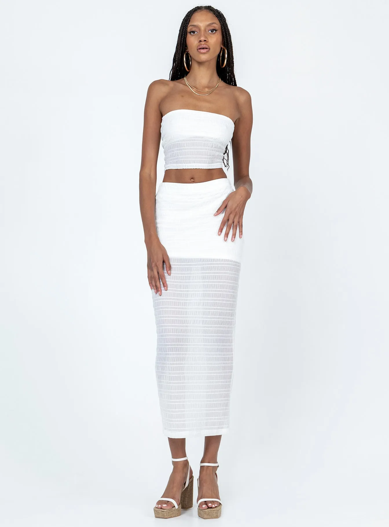 Emmie Set White Inverted Pleats