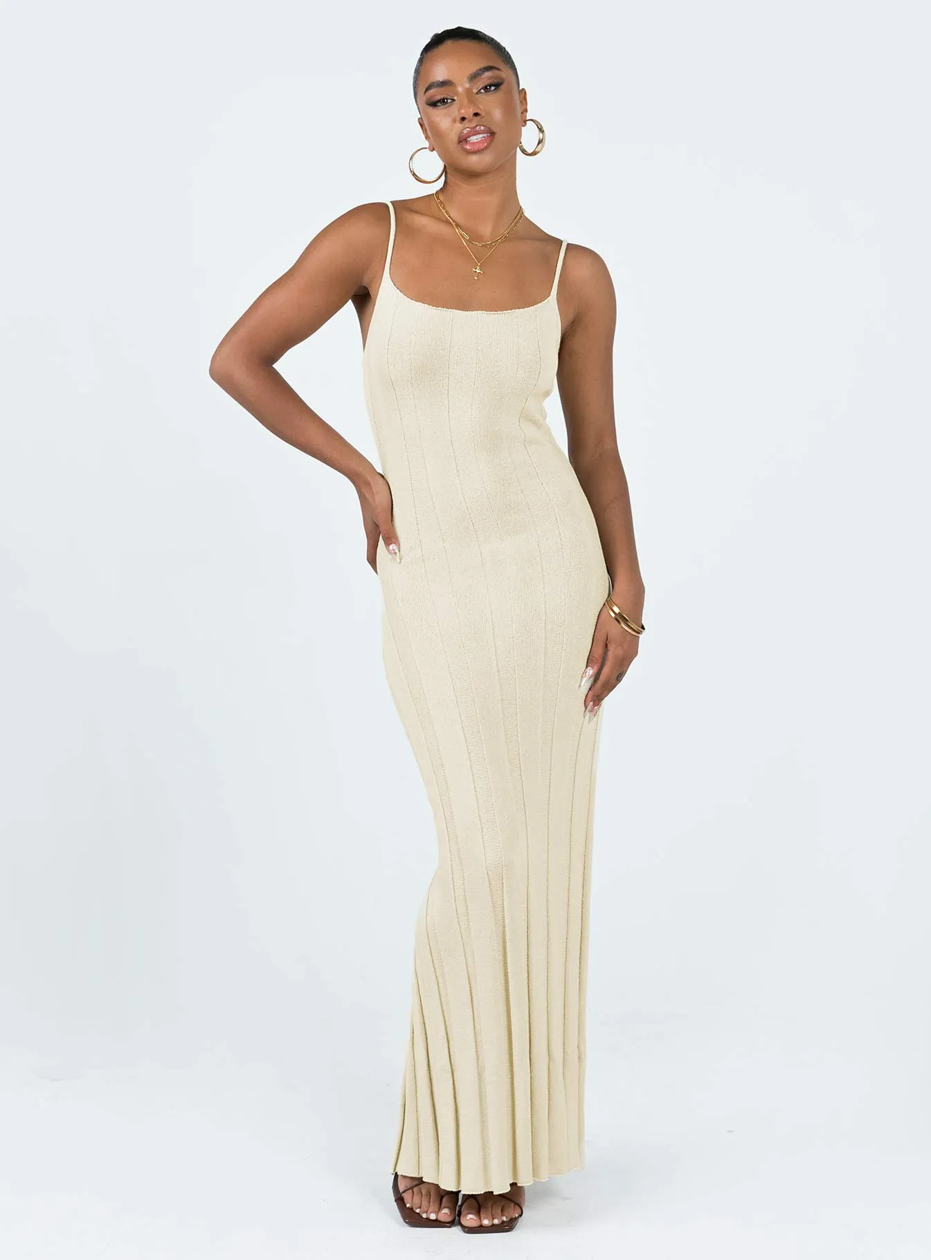 Wakeford Maxi Dress Cream Flattering Shape Design