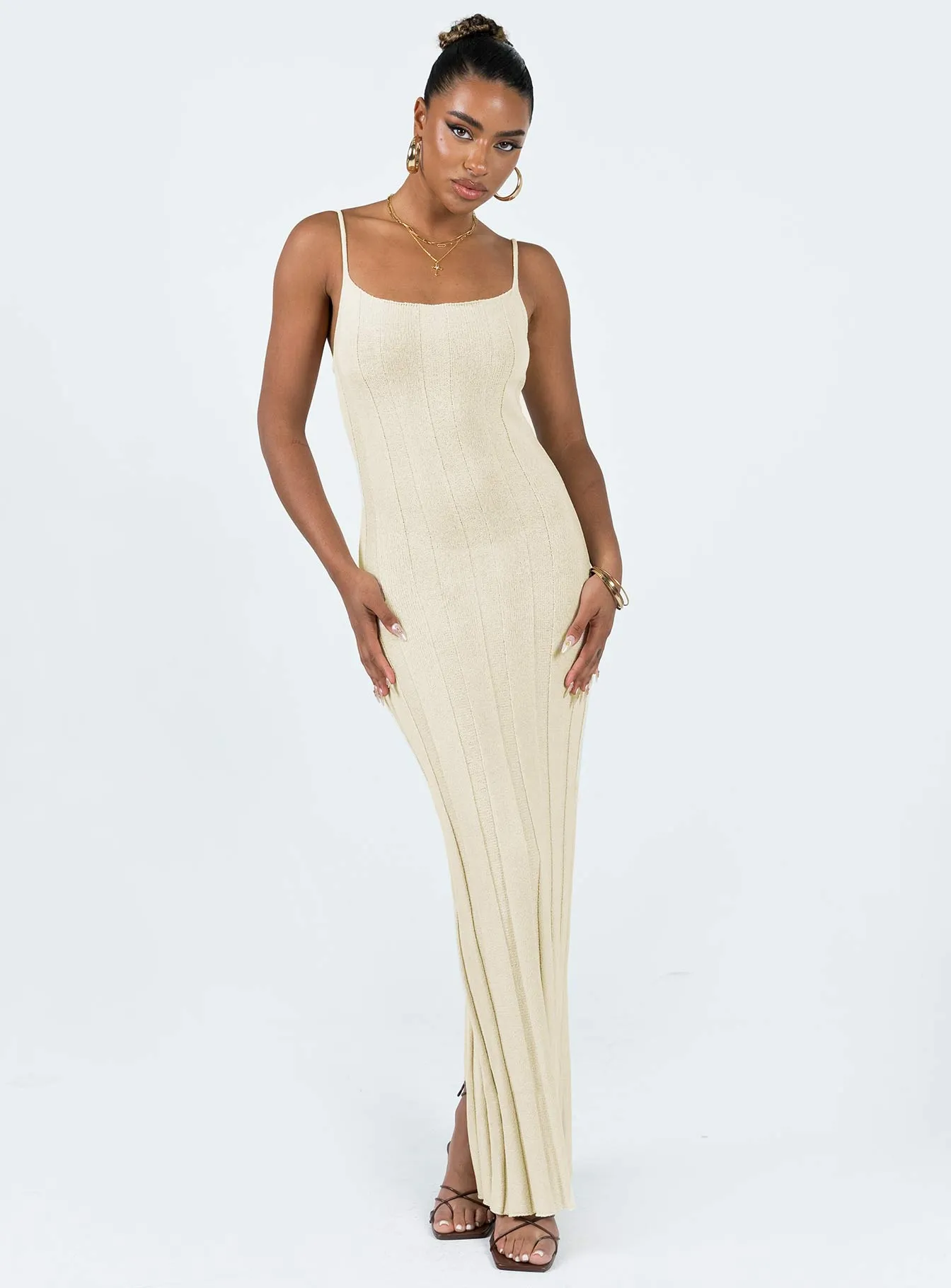 Wakeford Maxi Dress Cream Stylish Silhouette Trendy Wearable