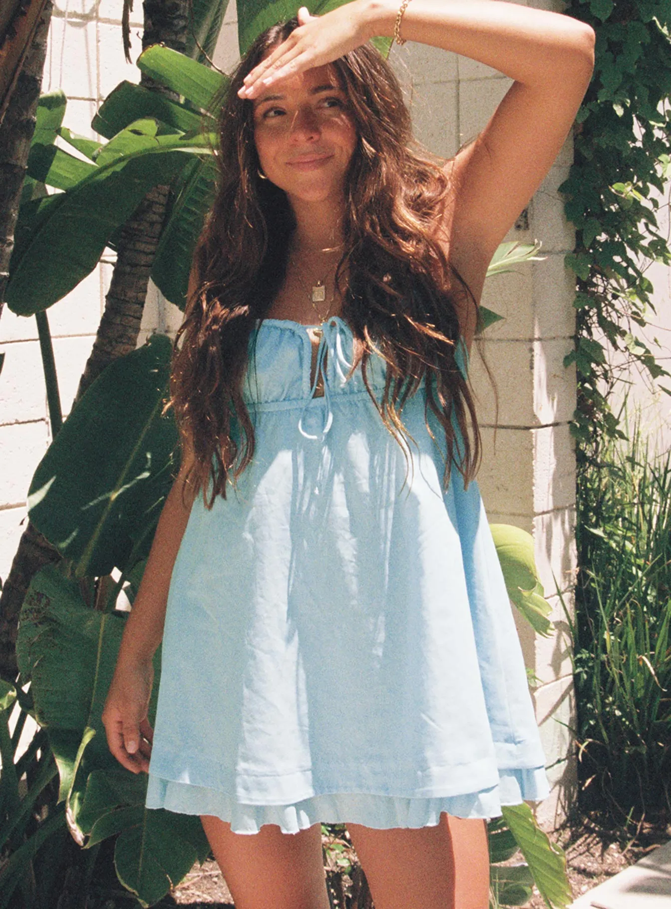 confident look Lightweight warm-weather dress Empress Of Love Mini Dress Blue