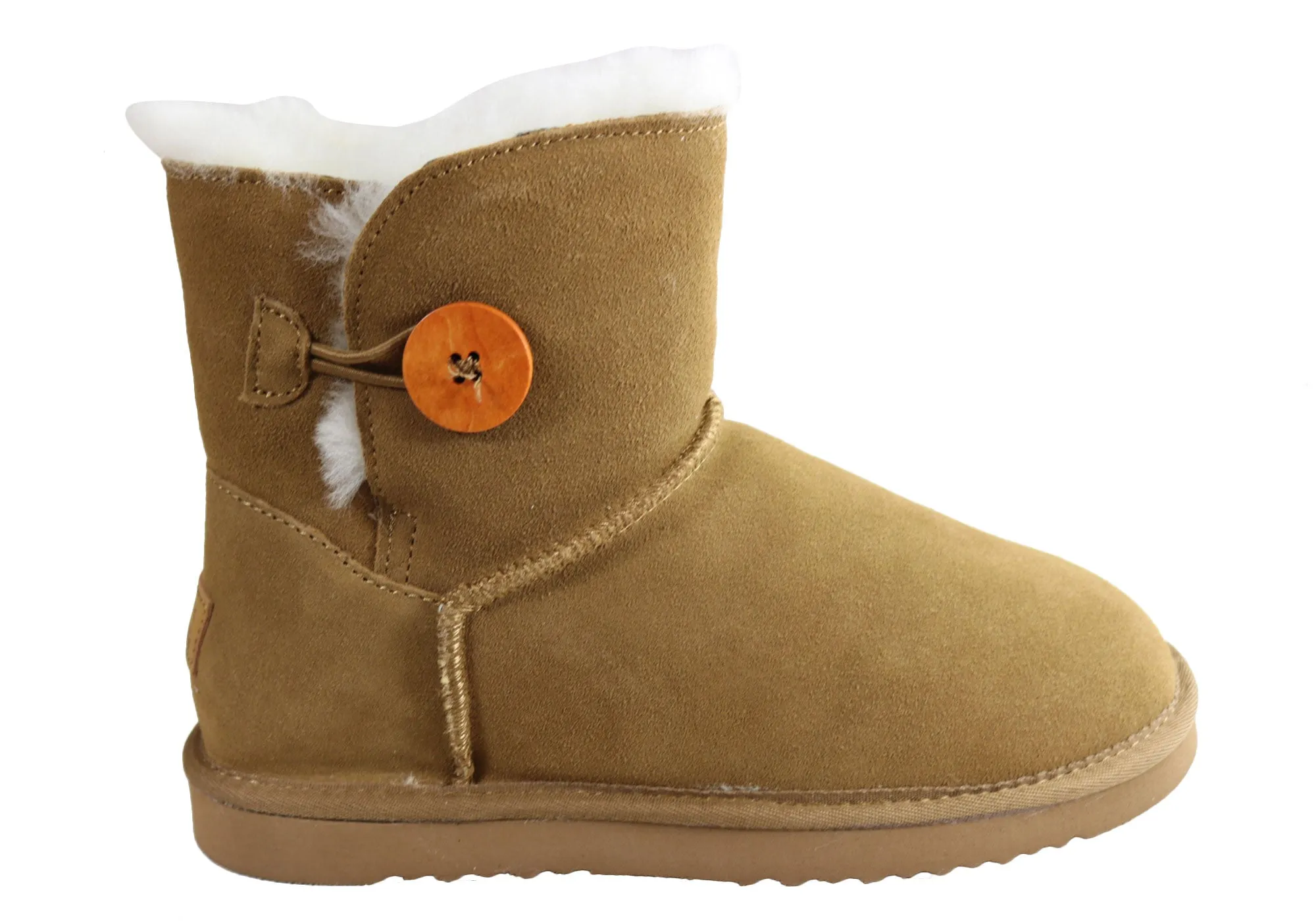 Durable Build Grosby Button Ugg Womens Warm Comfort Boots With Sheepskin Lining