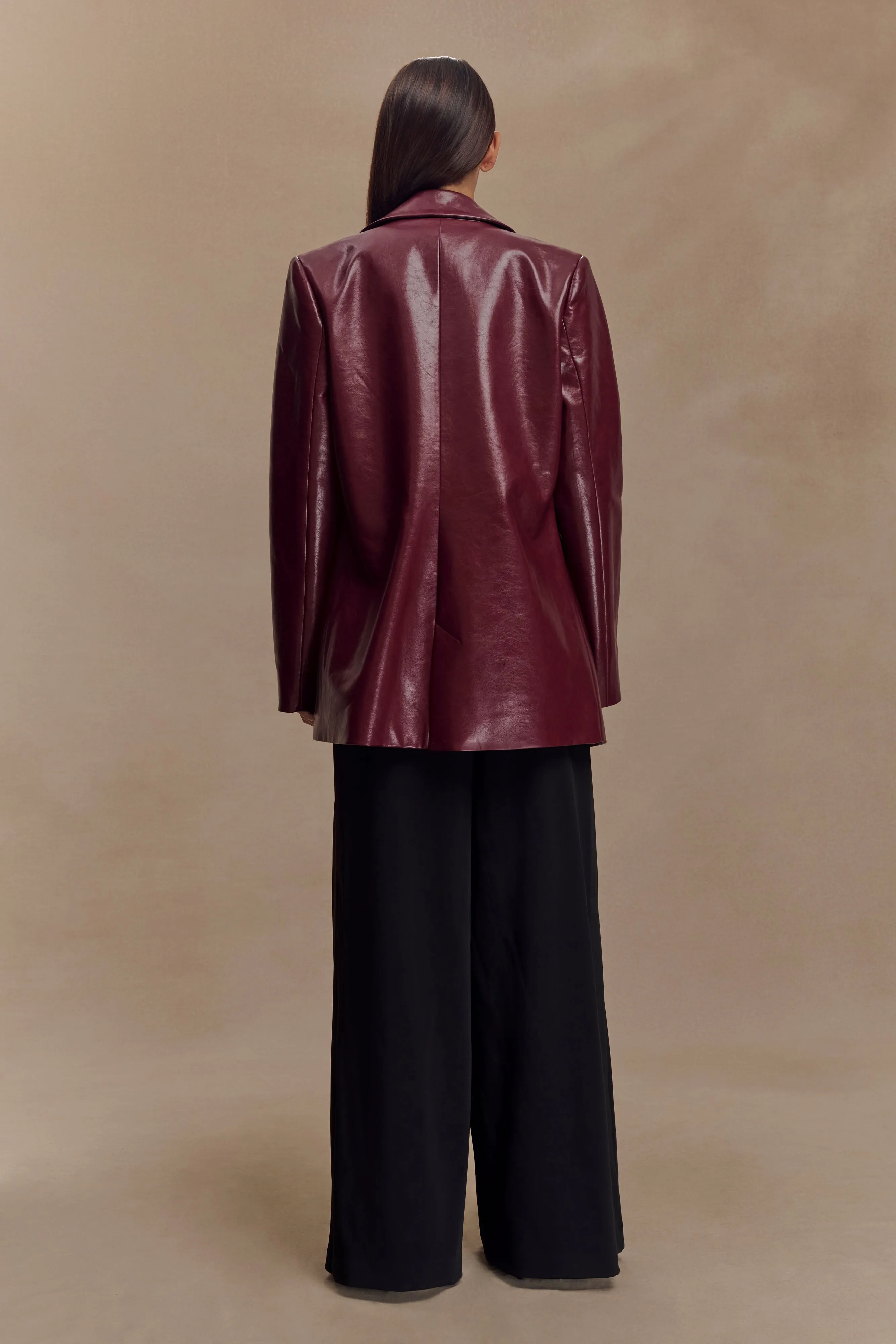 Non Irritating Edging Deborah Faux Leather Coat - Cherry Red