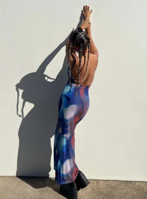 Knox Maxi Dress Blue Multi Glossy-Finish