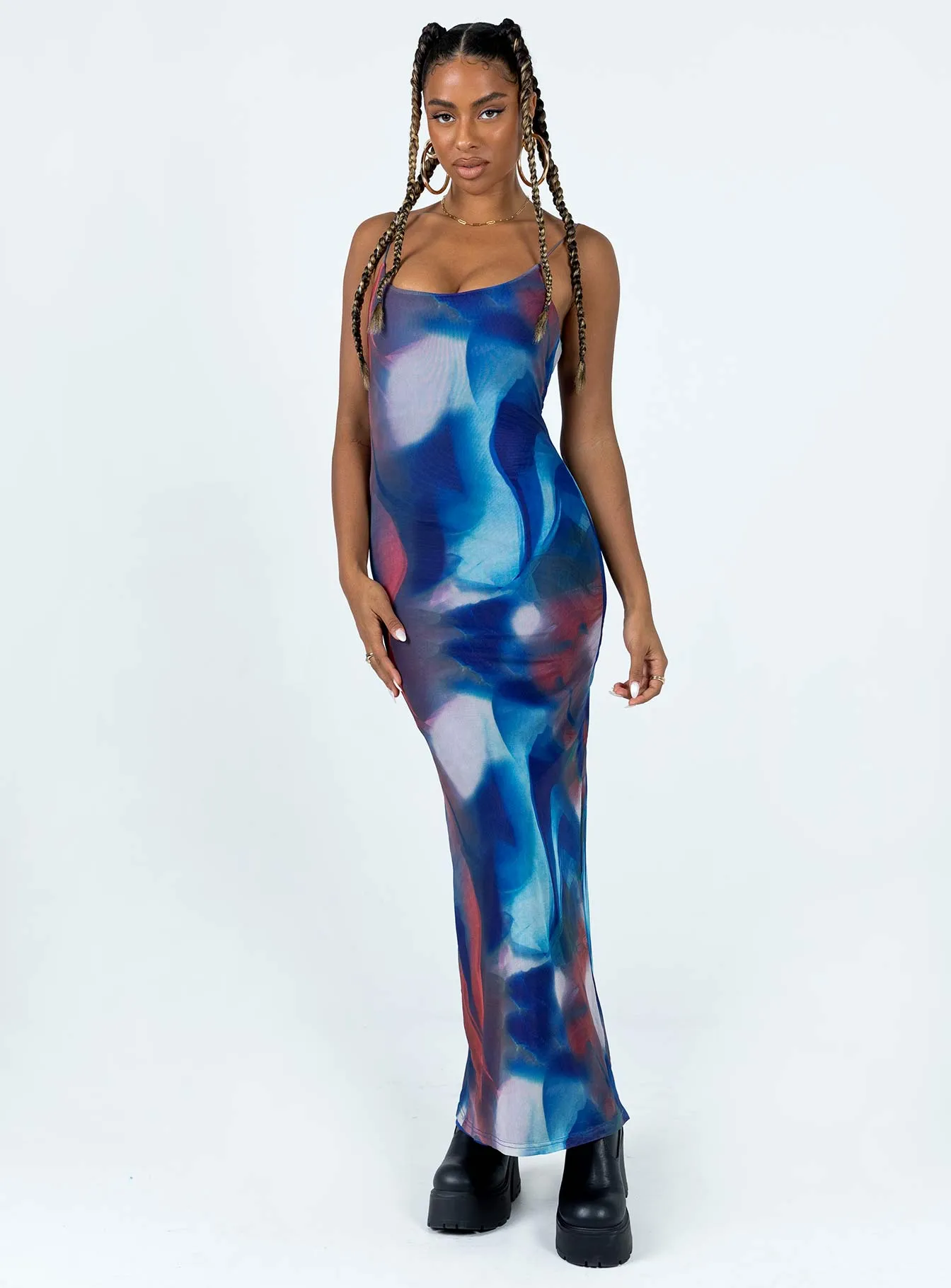 Knox Maxi Dress Blue Multi Photo Light Relaxed Layer