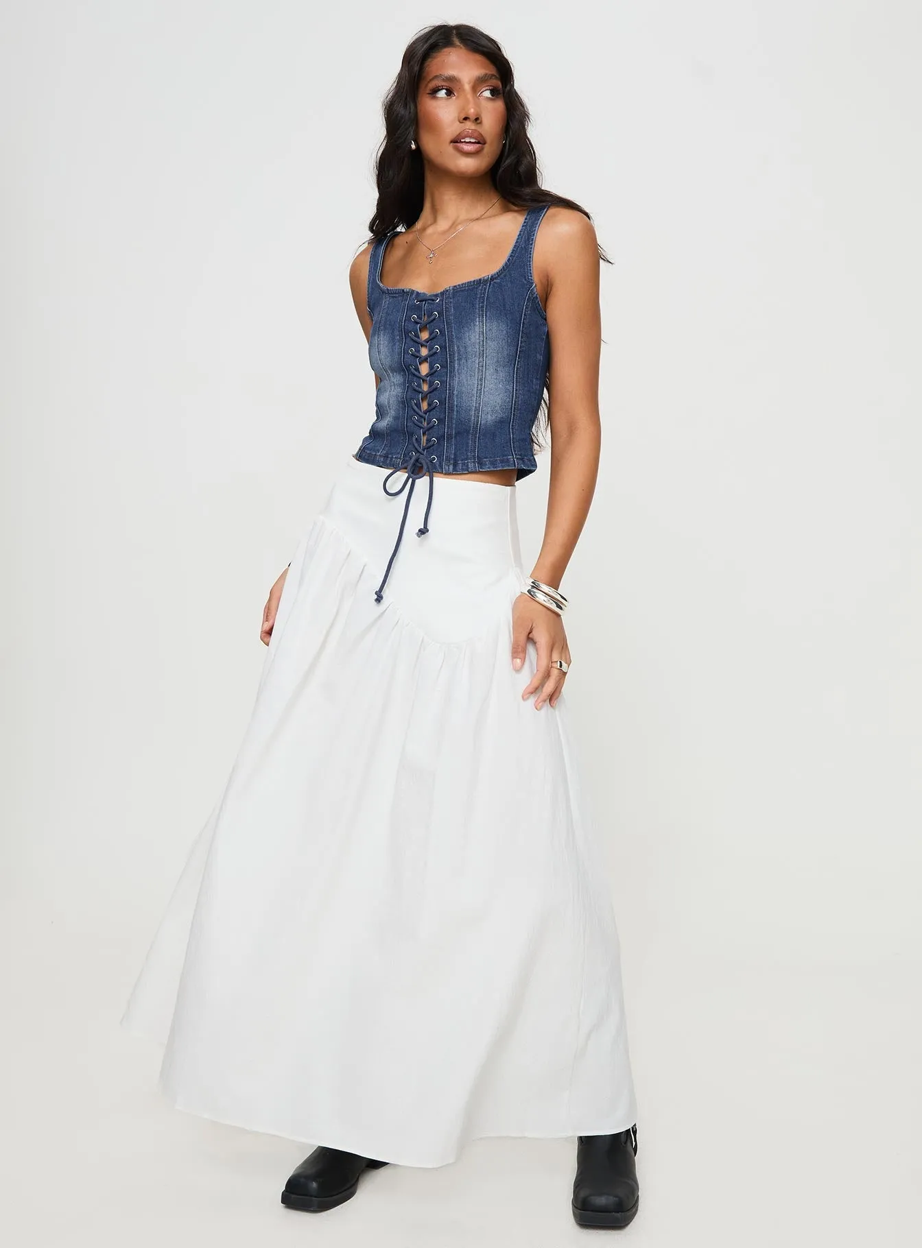 Modern Design Cillie Maxi Skirt White