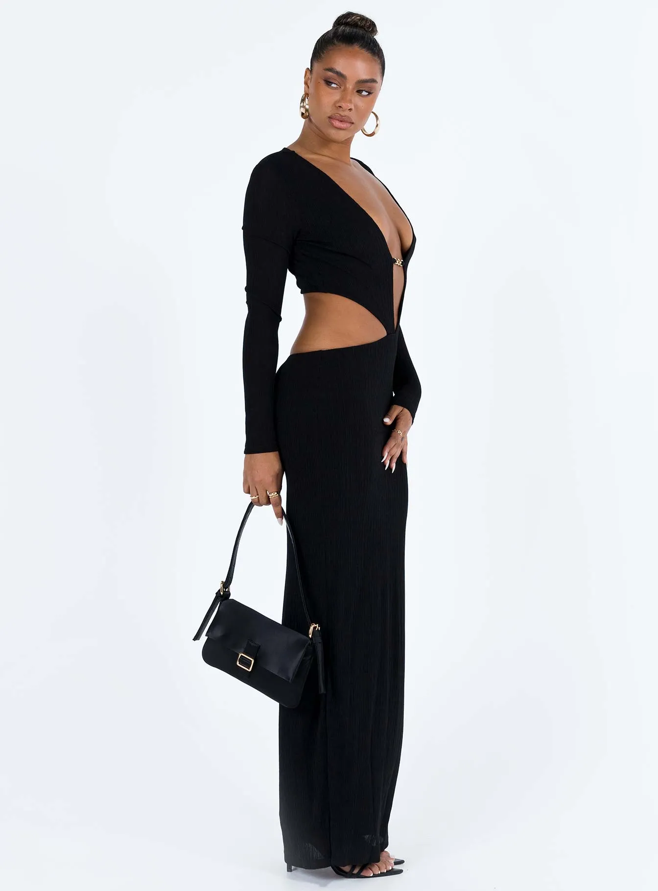 Everton Maxi Dress Black Fitted Shape Sleek Comfort