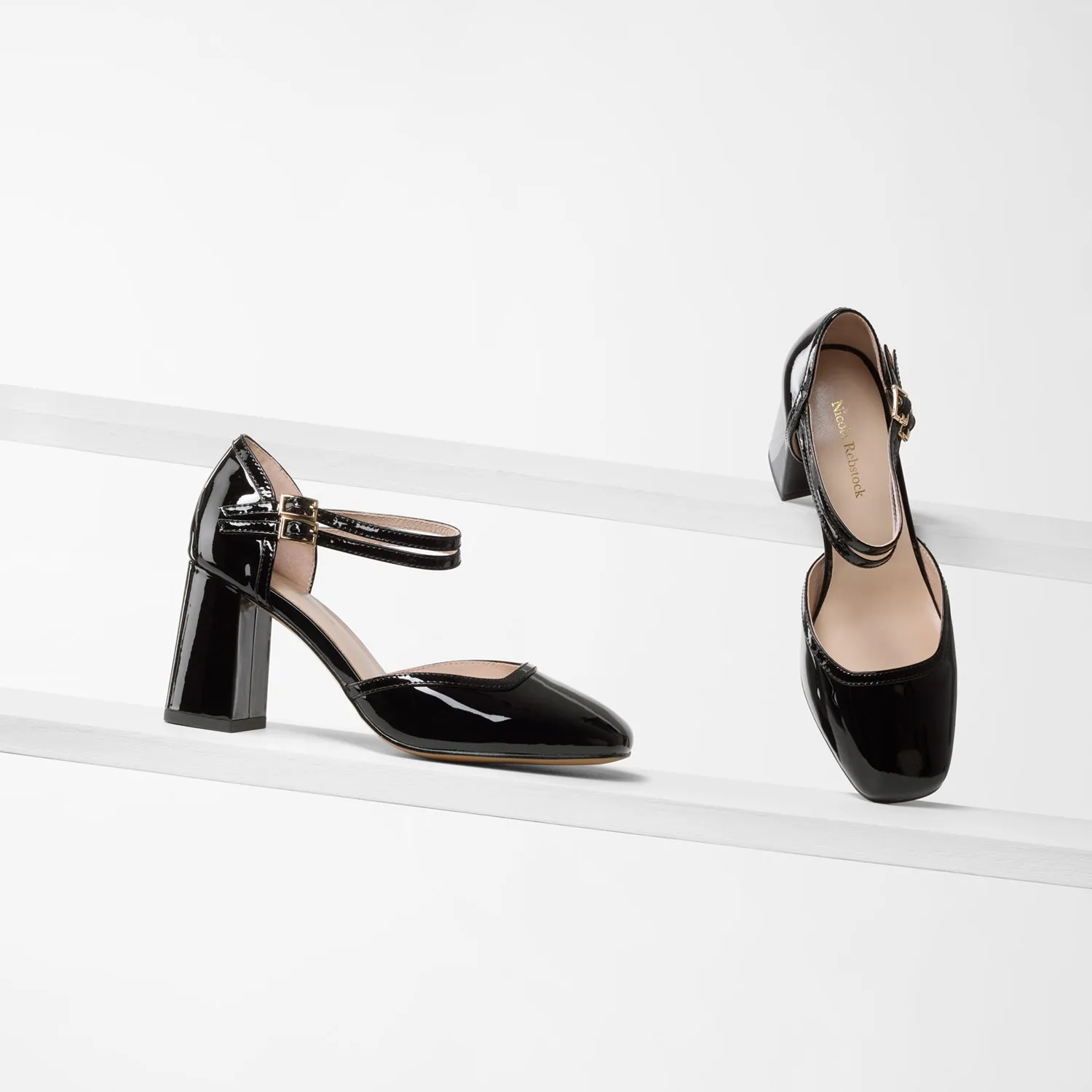 Jelico Heel | Black patent leather Padded