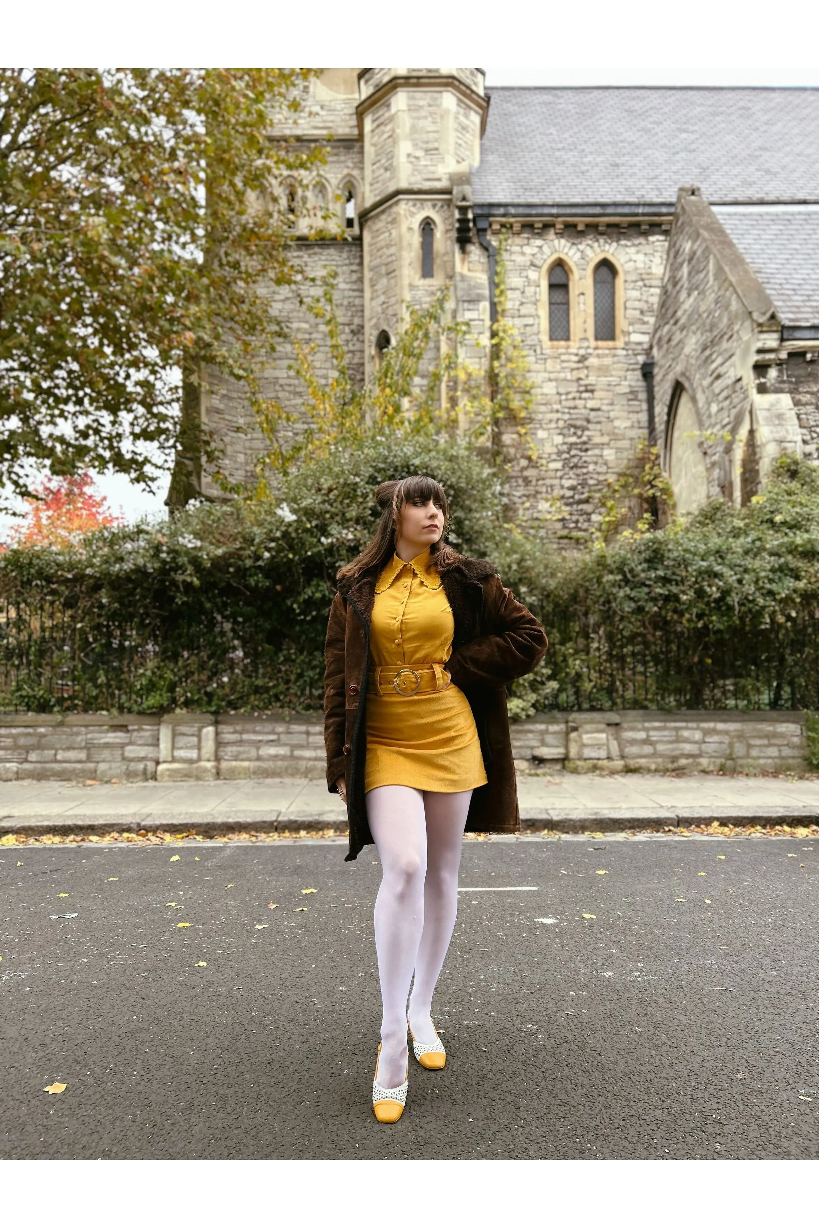Exclusive 'Cher' Corduroy Mustard - Skirt Two Tone Trim