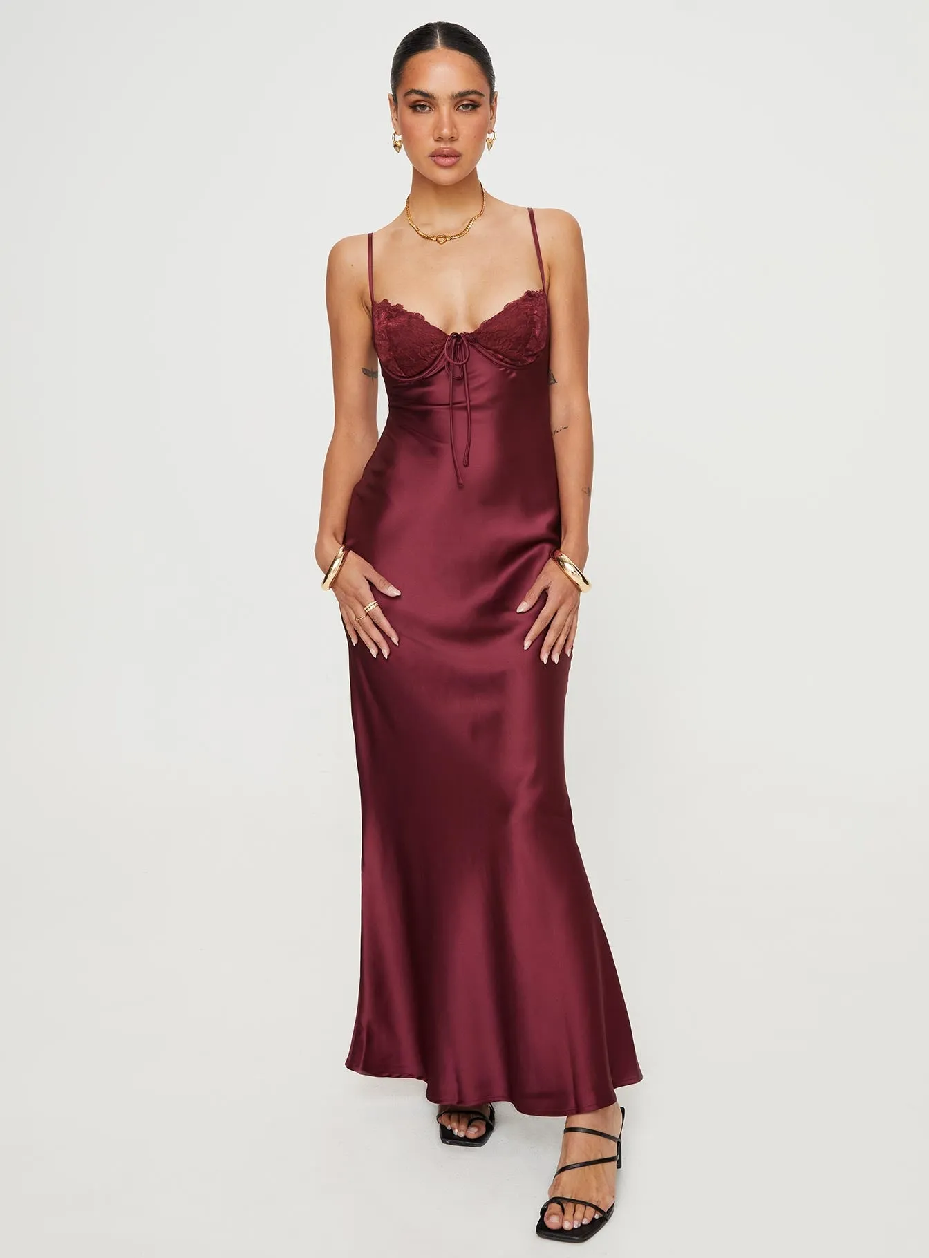 Chic Tailoring Design Fadyen Bias Cut Maxi Dress Burgundy