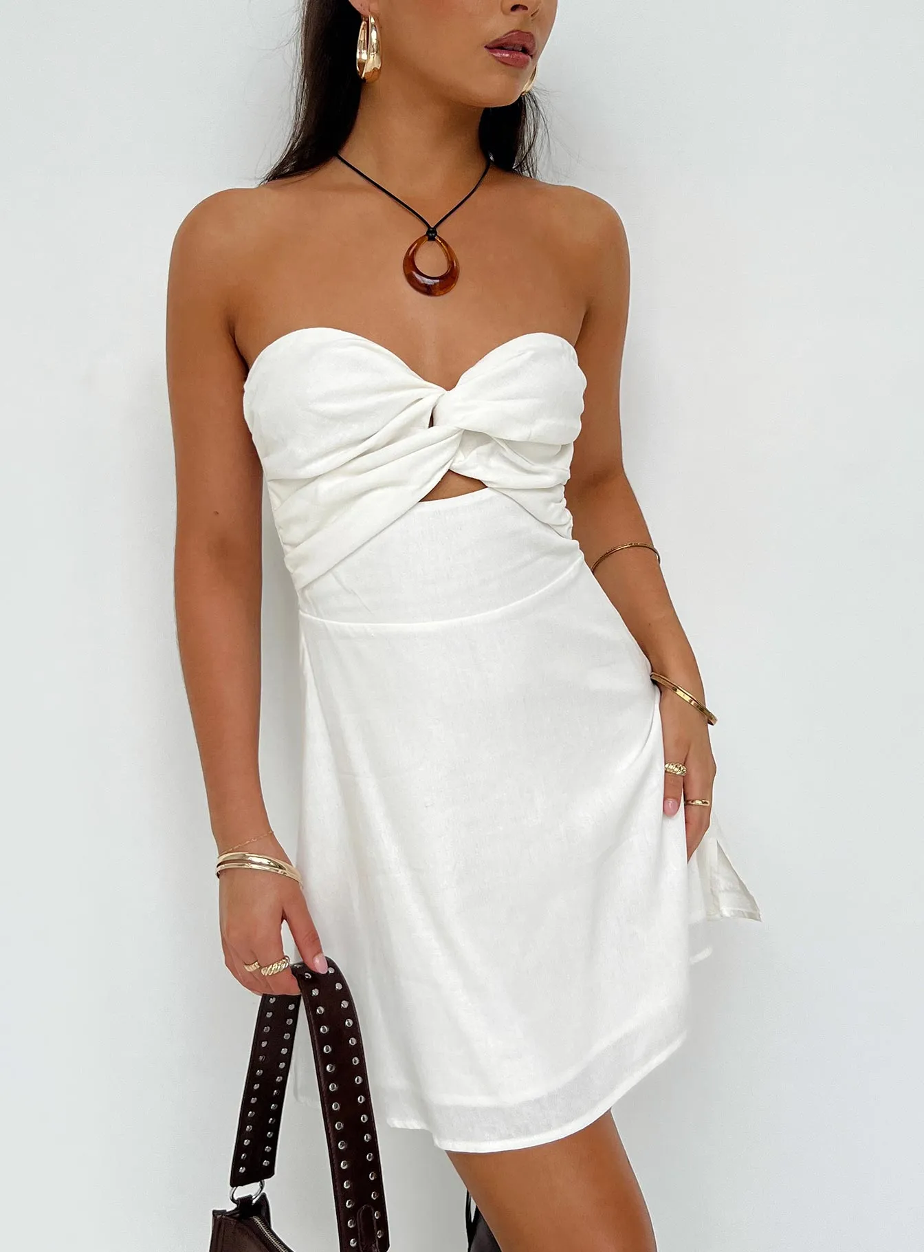 Falling For You Mini Dress White Stay Cool MoldResistantTexture