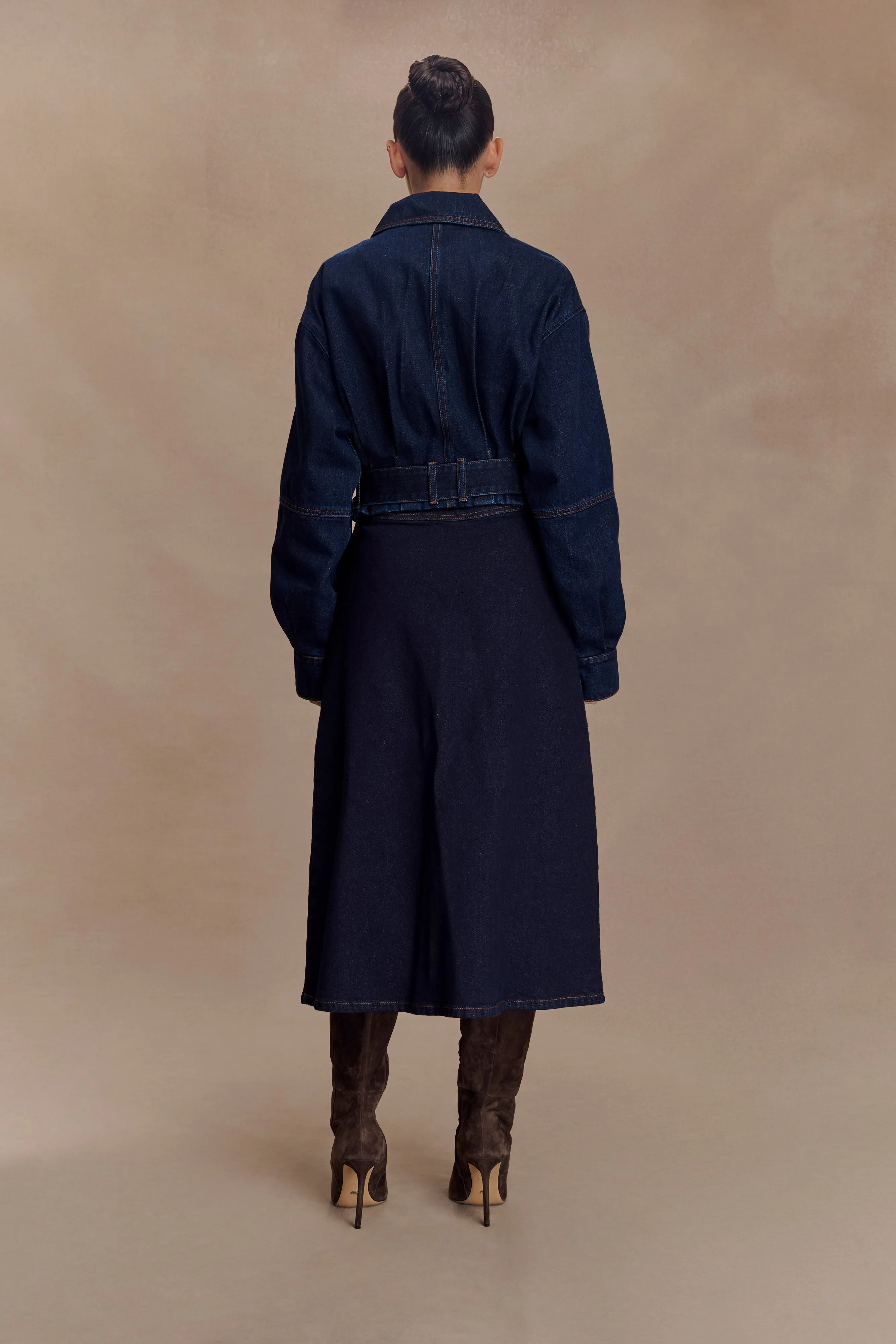 Anti Slip Shoulder Pads Trendy Must Have Fallon Cropped Denim Jacket - Indigo Blue