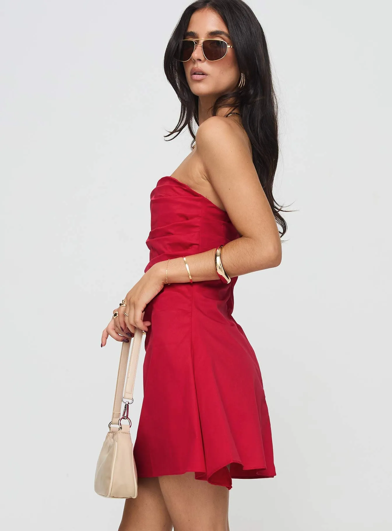 Smart Pairing London Edge Bradwell Strapless Mini Dress Red