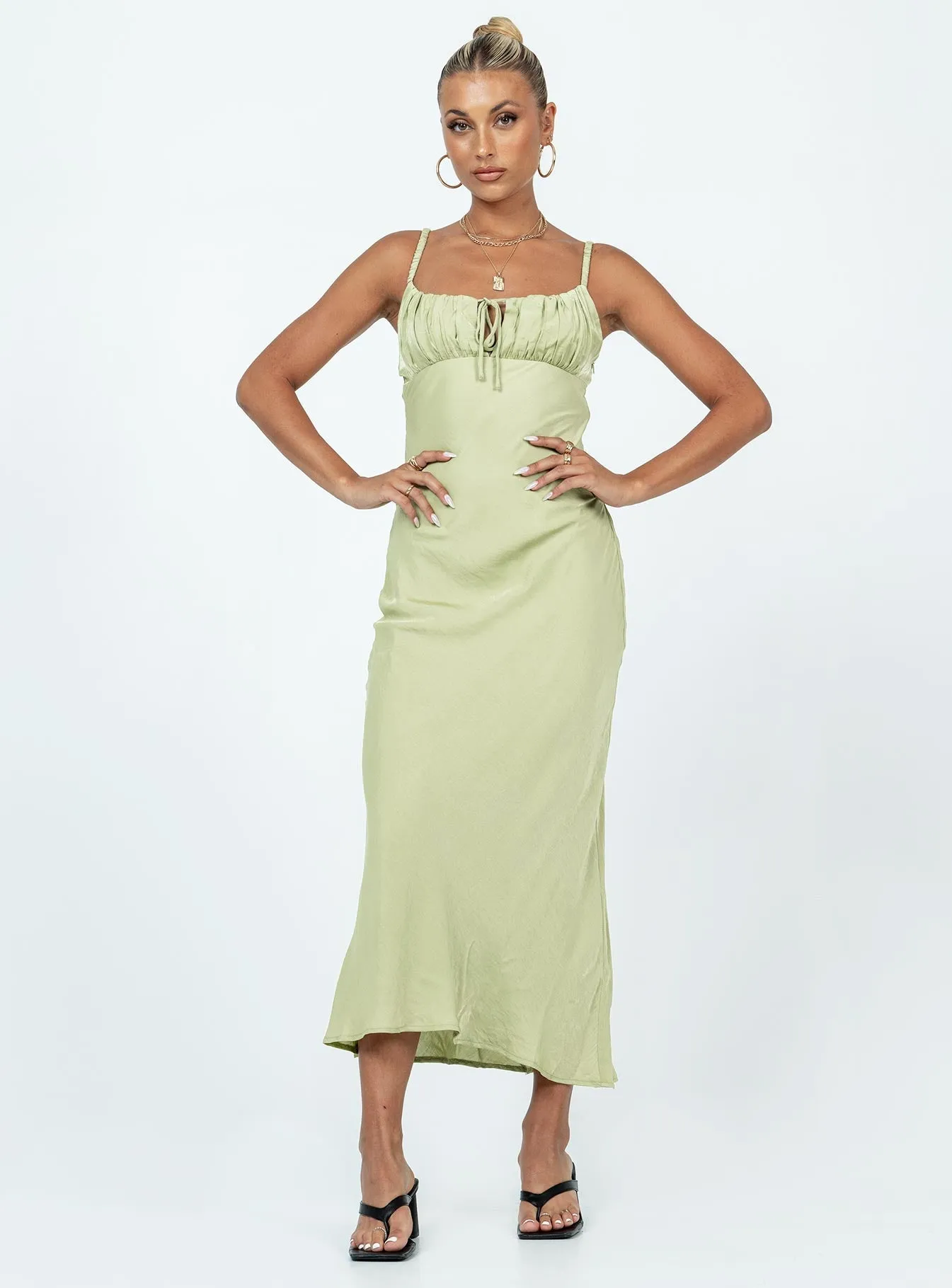 London Edge Nicoleta Maxi Dress Green