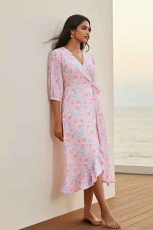 Painterly Floral Printed Dress Relaxed Fit Look