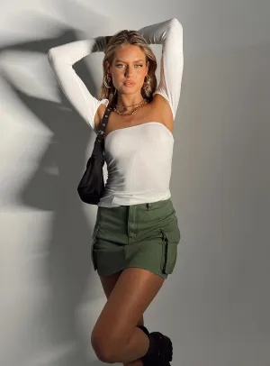 Myrtle Cargo Mini Skirt Khaki Autumn Stroll High low hem