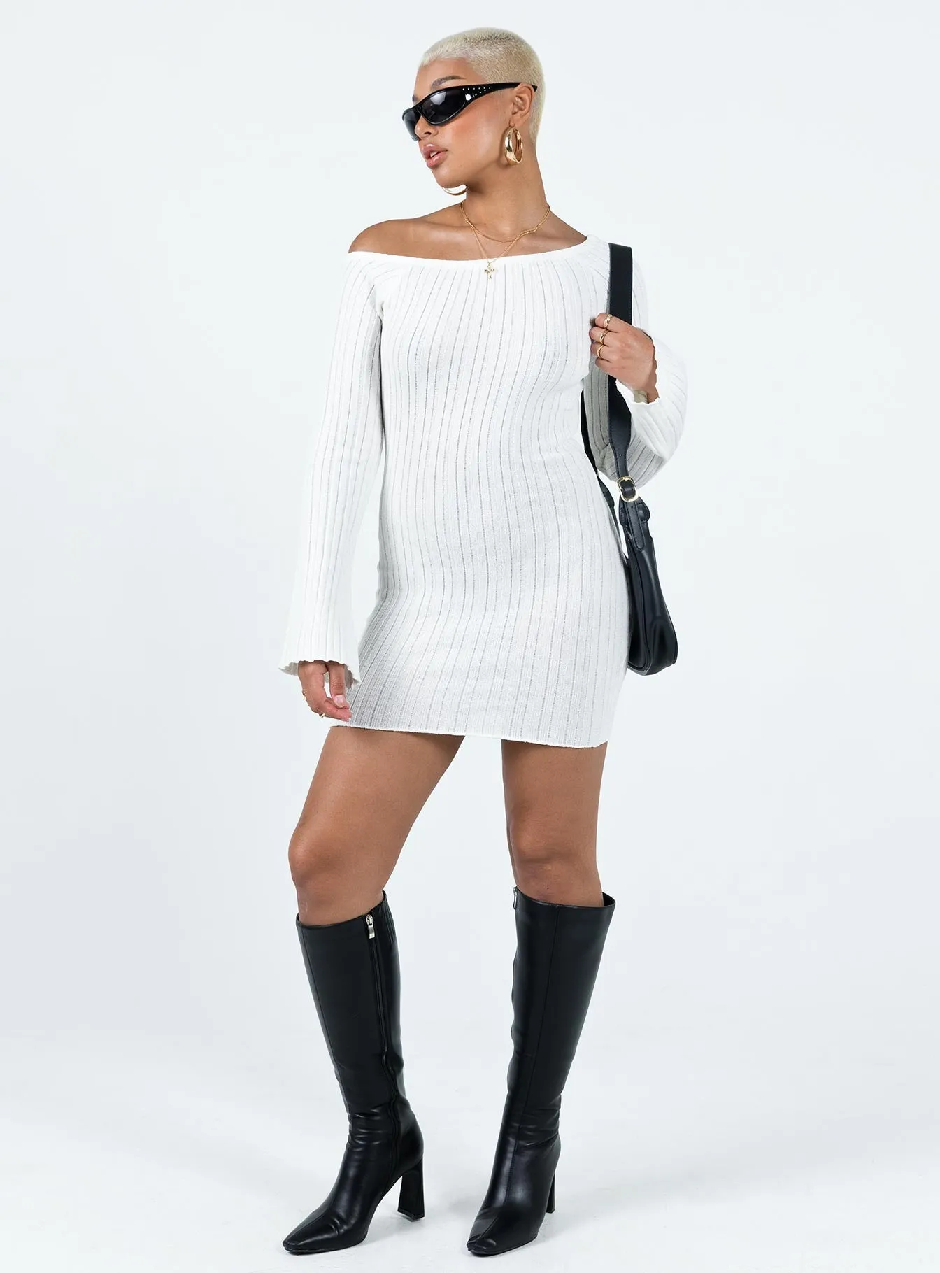 Santorini Knit Mini Dress White Event Glow