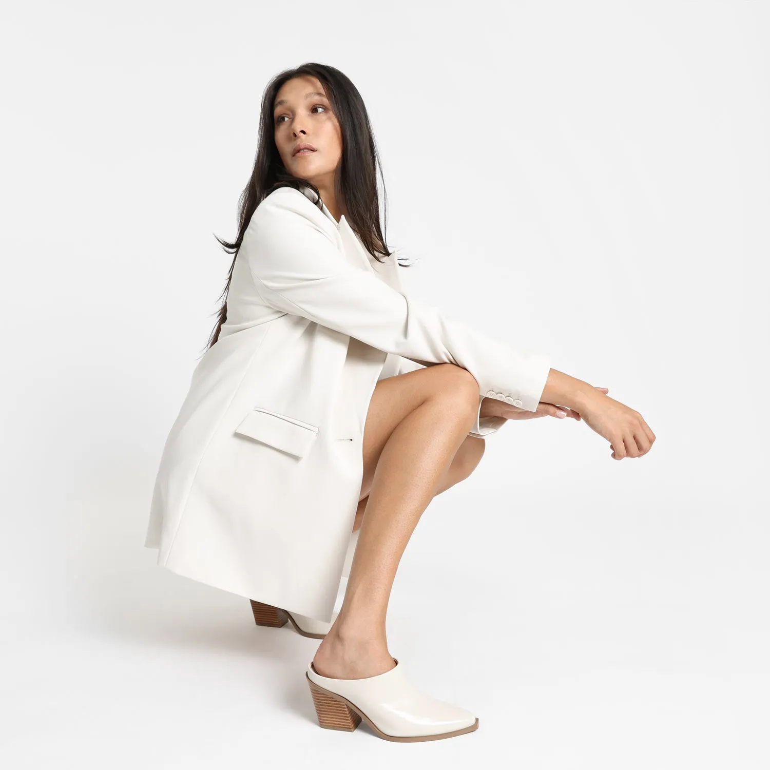 Slip Resistant Elegant Feel Fabio Mule | Ivory oiled leather