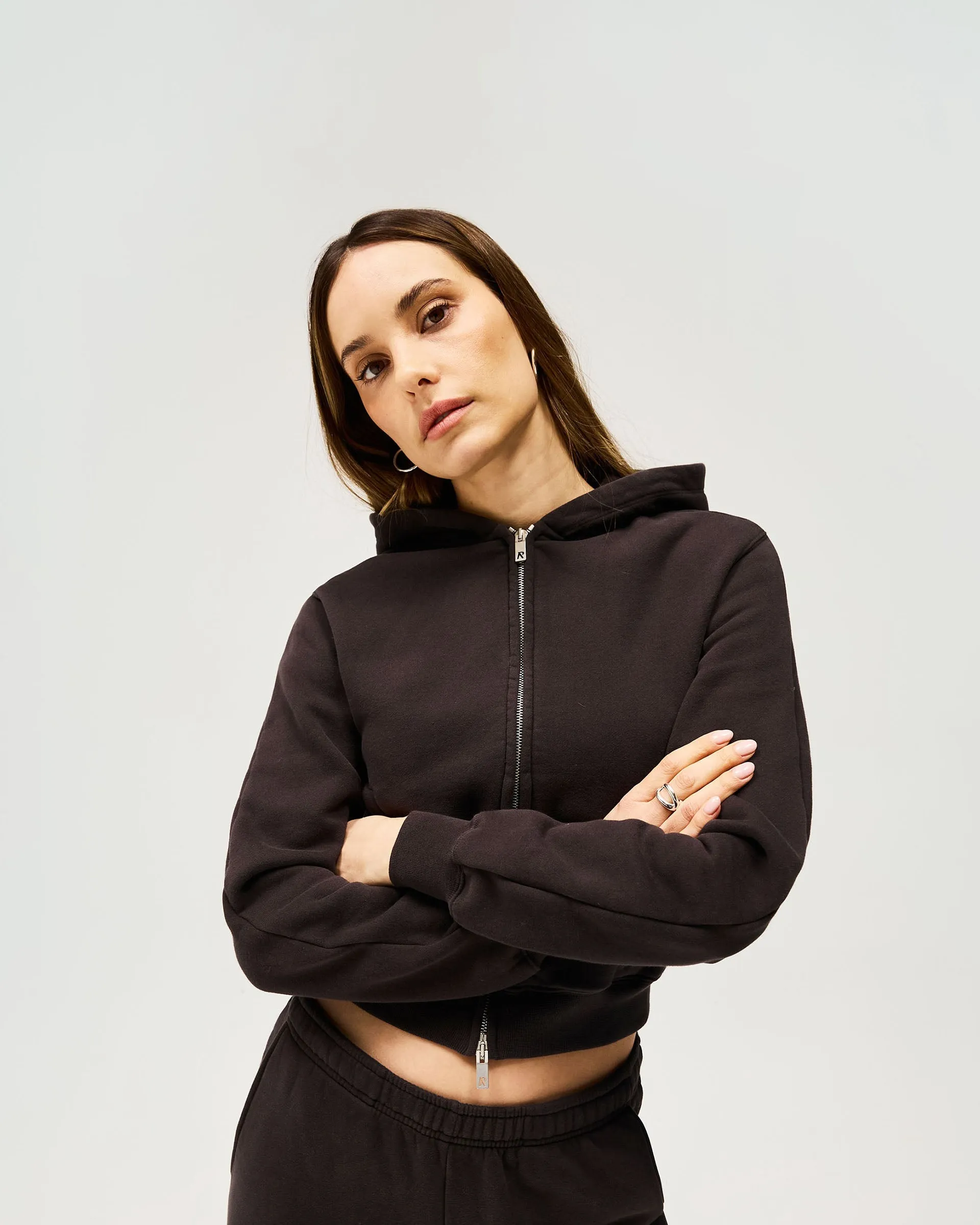 Owners Club Slim Zip Hoodie - Black Coffee Geometric Print