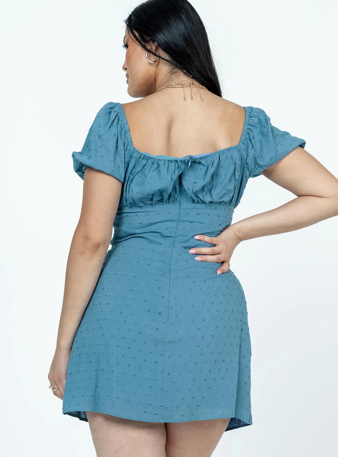 Adjustable-Straps Holiday Wear Fauci Mini Dress Navy