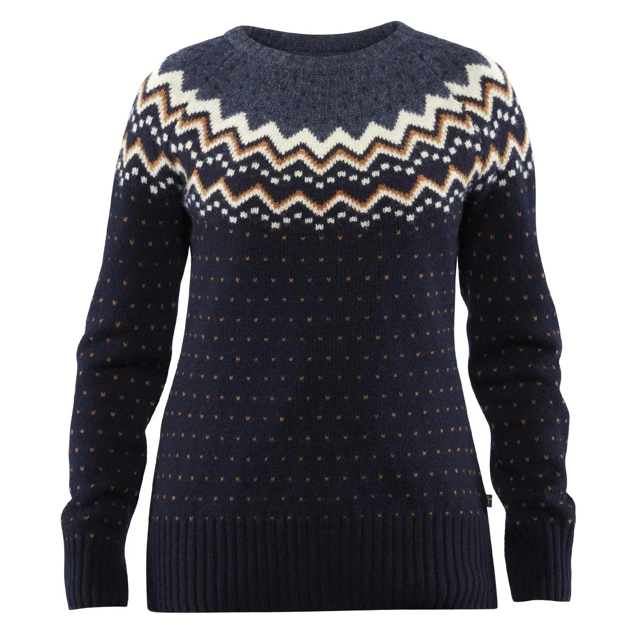 Fjallraven Womens Ovik Knit Sweater Dark Navy Compact Knit Structure Basic Style