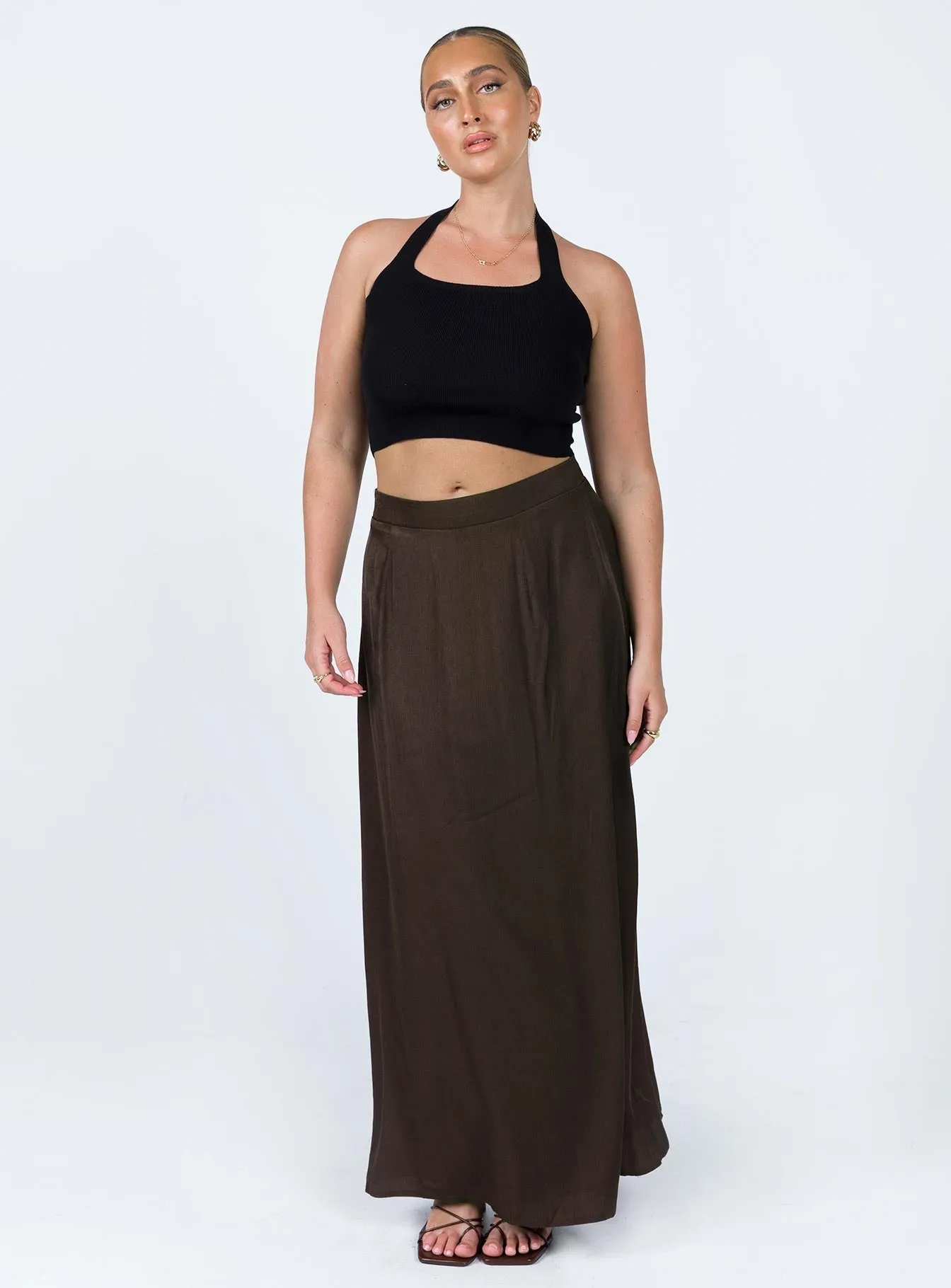 Baldwin Maxi Skirt Brown Subtle Shimmer Earth Tones