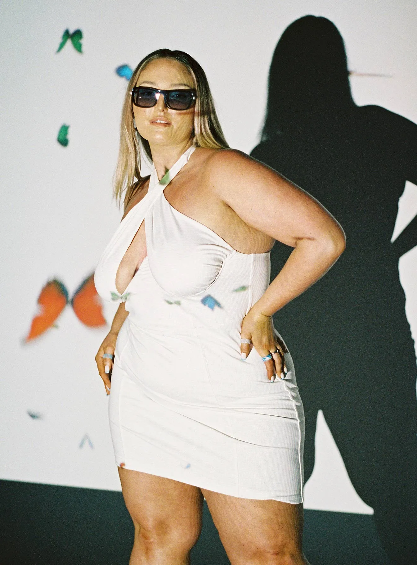 Feel Good Mini Dress White Curve Balanced Tone Smart Waistband Design