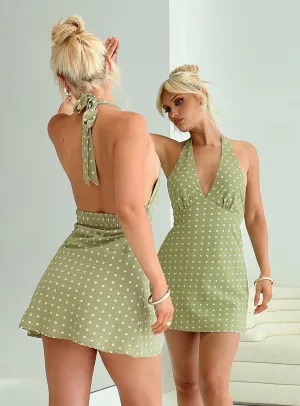 Kopra Halter Mini Dress Green Sophisticated and Relaxed